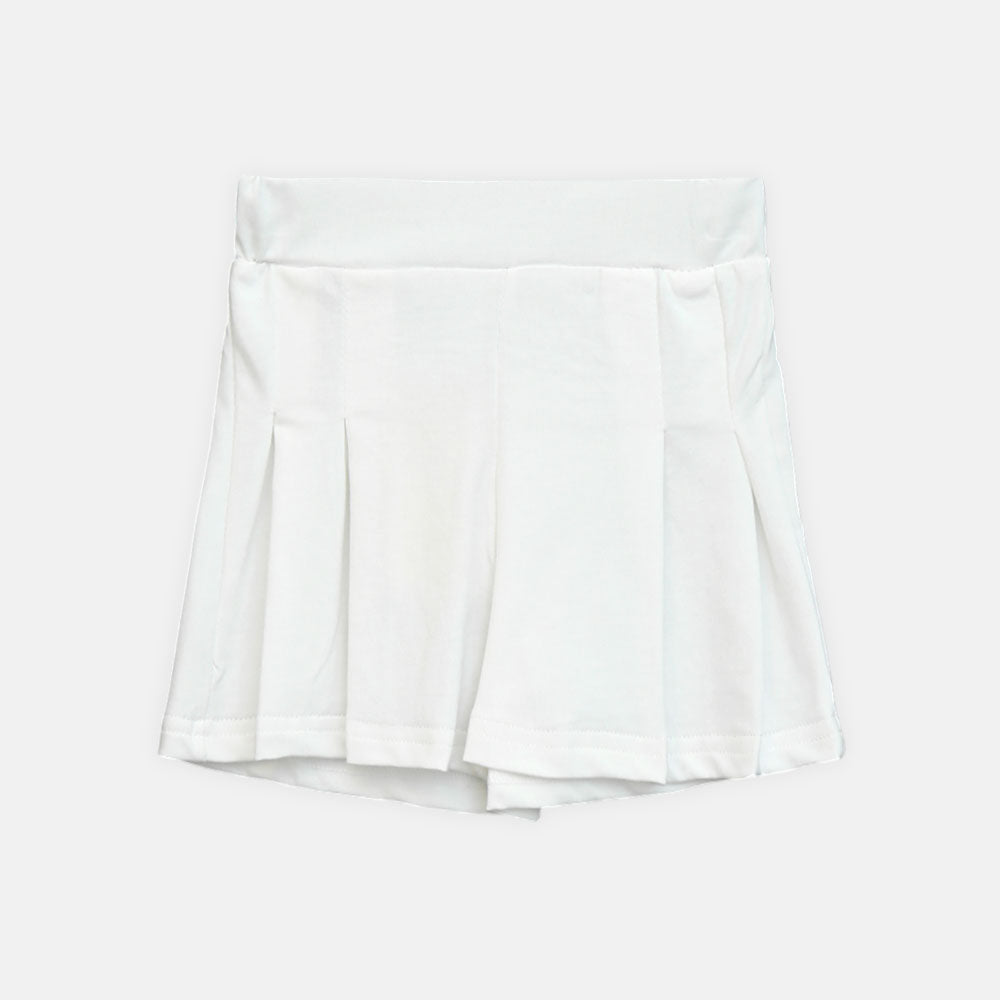 Girls White Timeless Pleated Skort Short