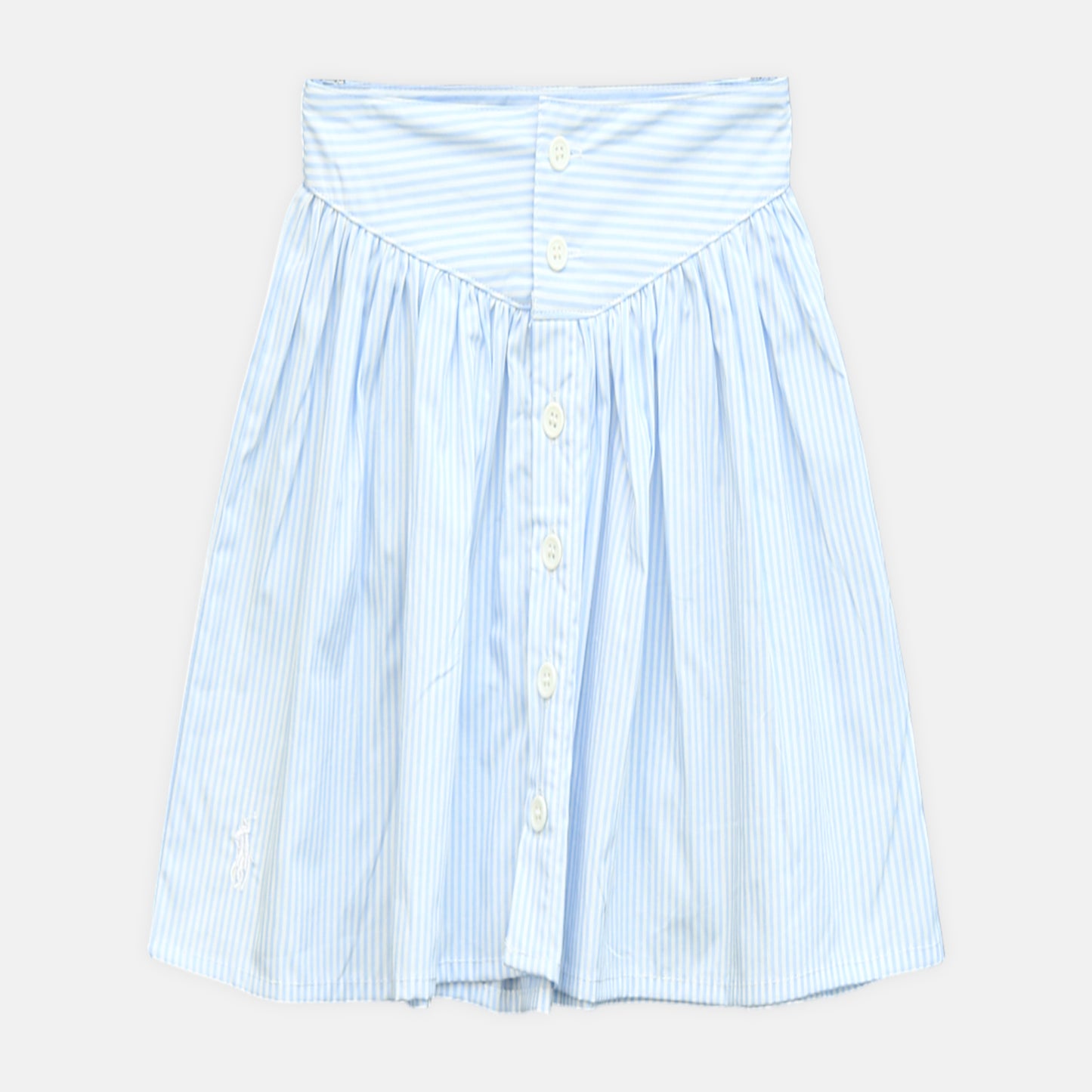 Girl's Sky Blue & White Striped Button-Down Peplum Set
