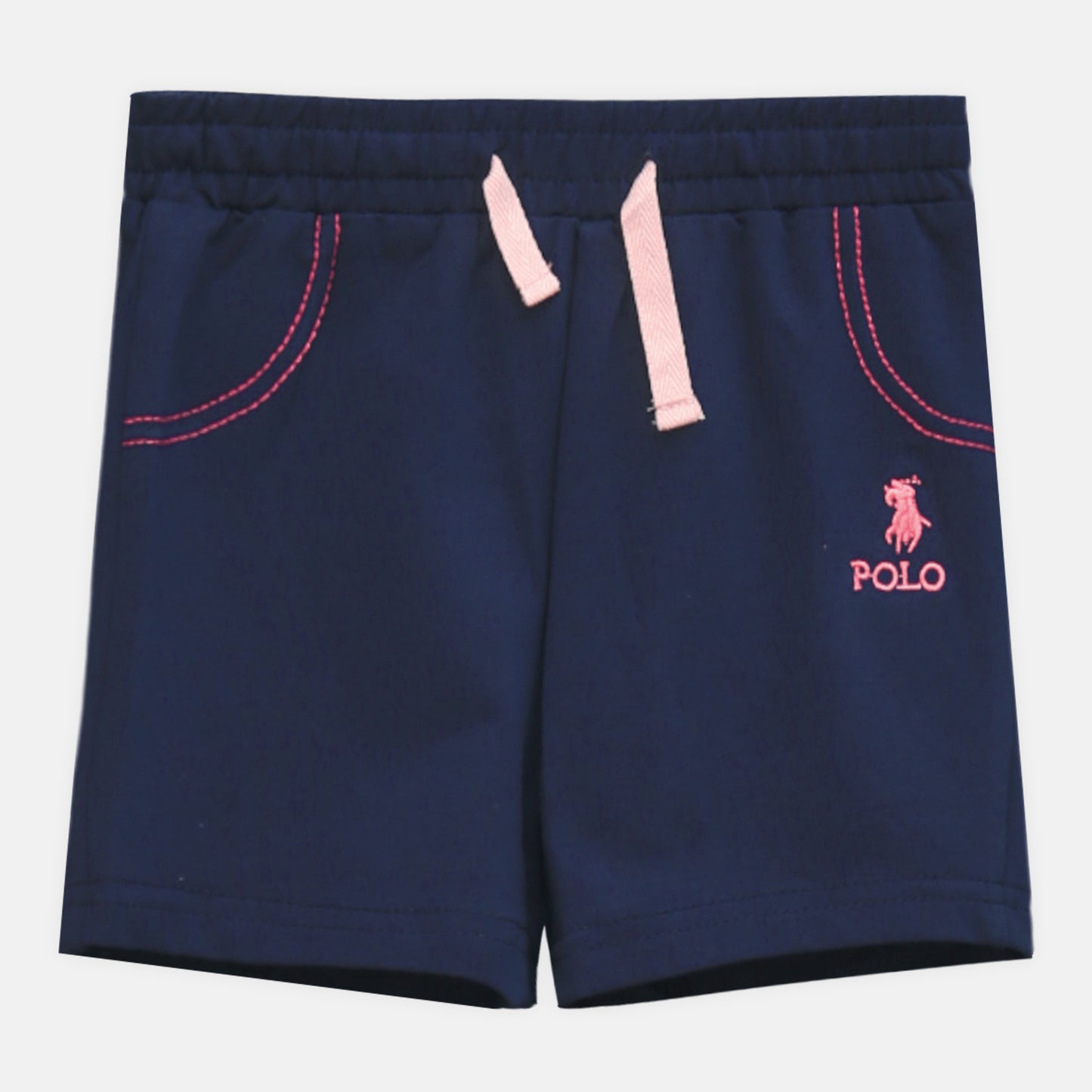 Girl’s Peach Polo Heritage Ruffle Top & Black Shorts Set