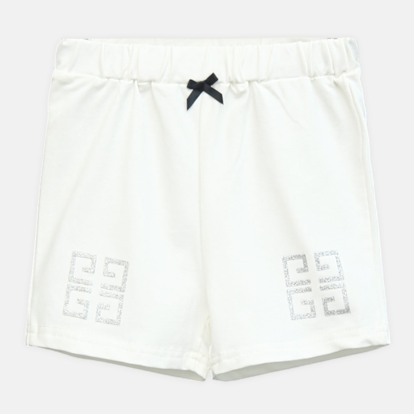 Girl’s Black Eyelet Ruffle Hem Top & White Shorts Set