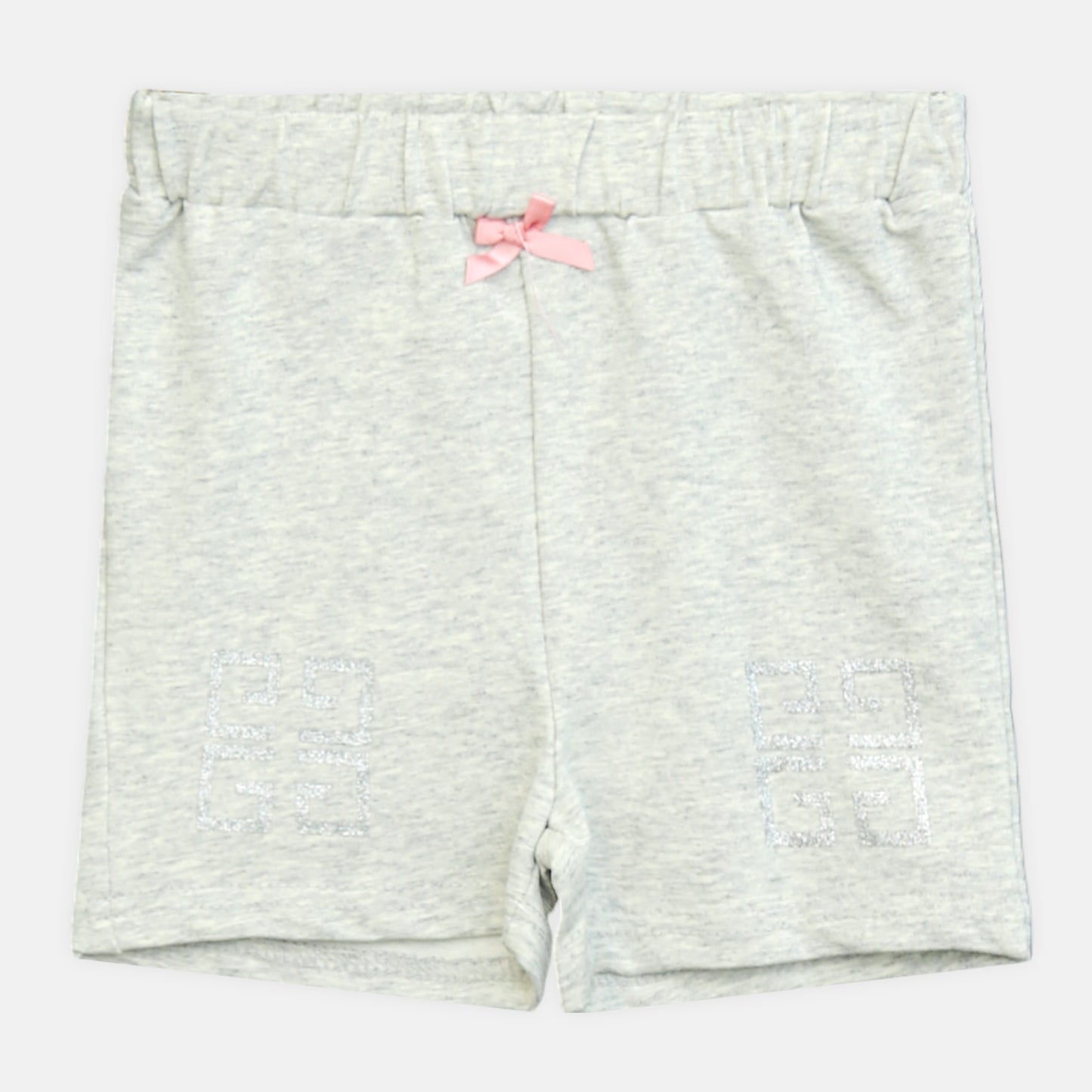 Girl’s Peach Eyelet Ruffle Hem Top & Grey Shorts Set
