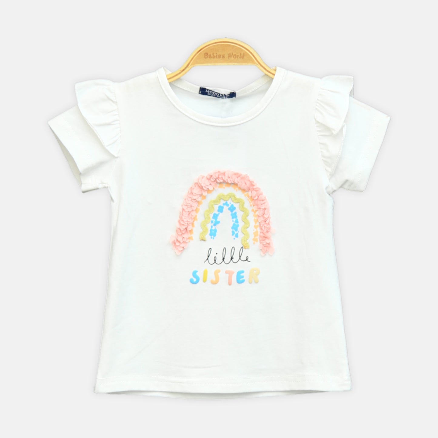 Girl’s White Little Sister Rainbow Ruffle Set