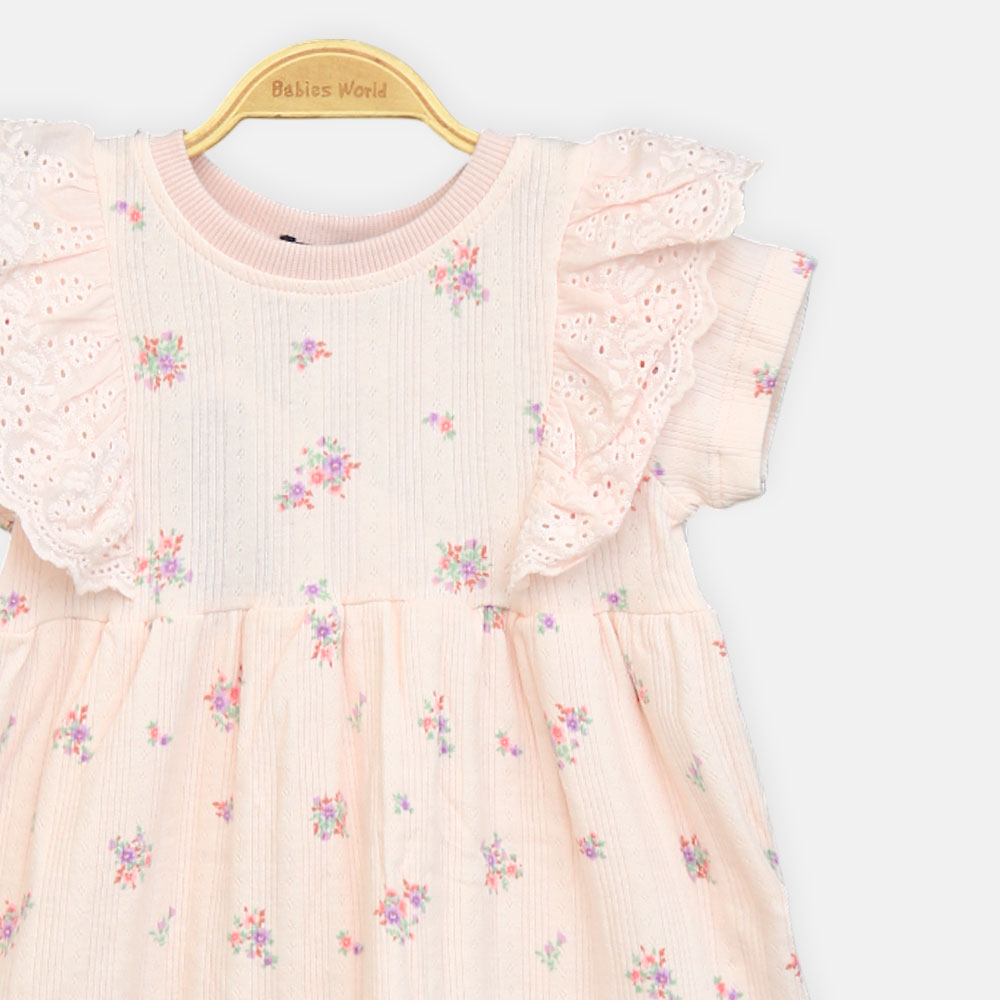 Girls Pink Floral Polo Tee