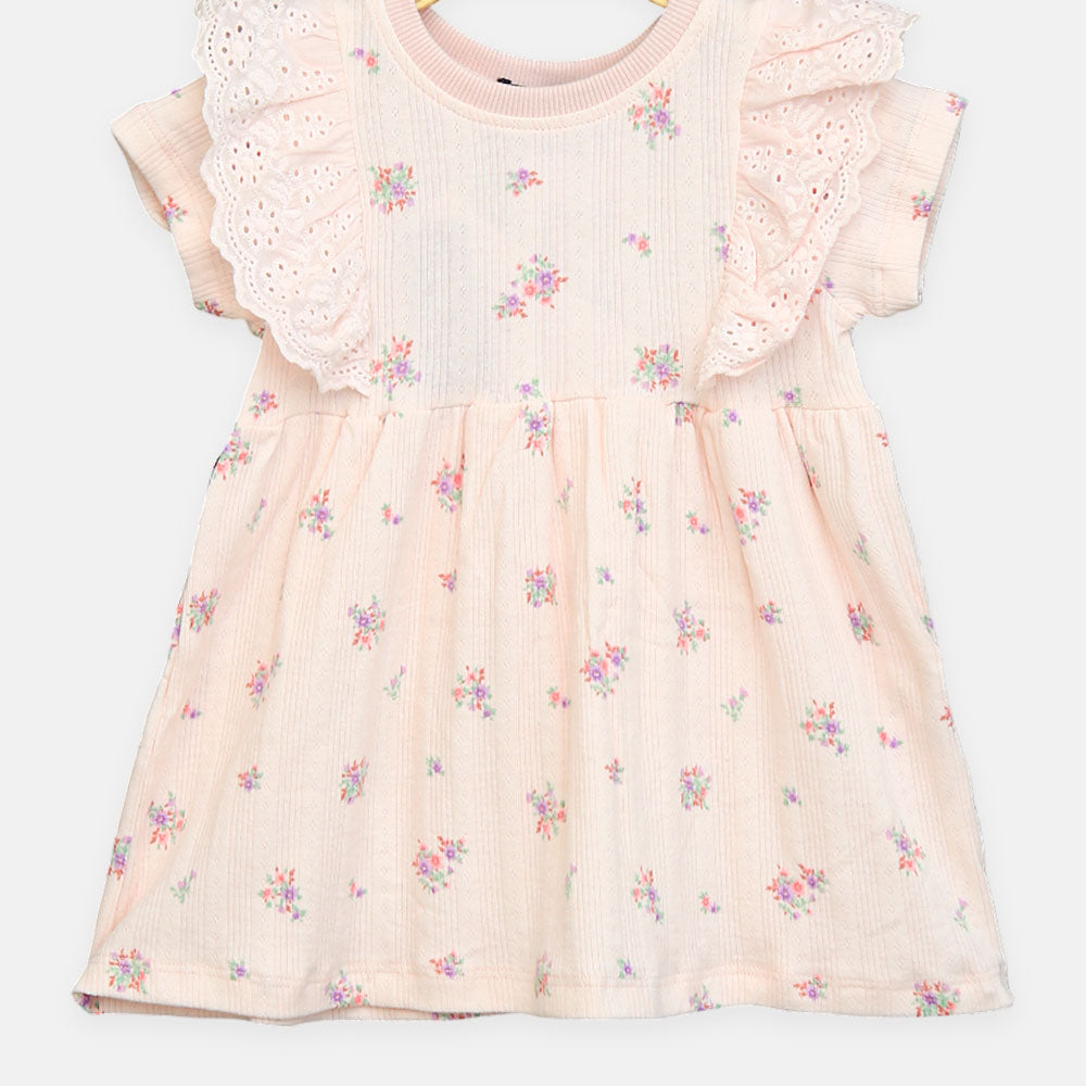 Girls Pink Floral Polo Tee