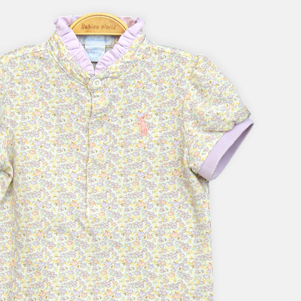 Girls Leopard Collar Tee