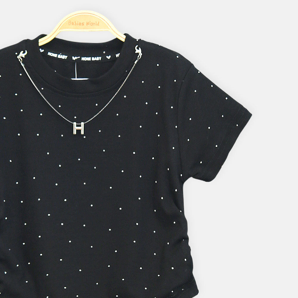 Girls Black Midnight Sparkle Starlet Tee