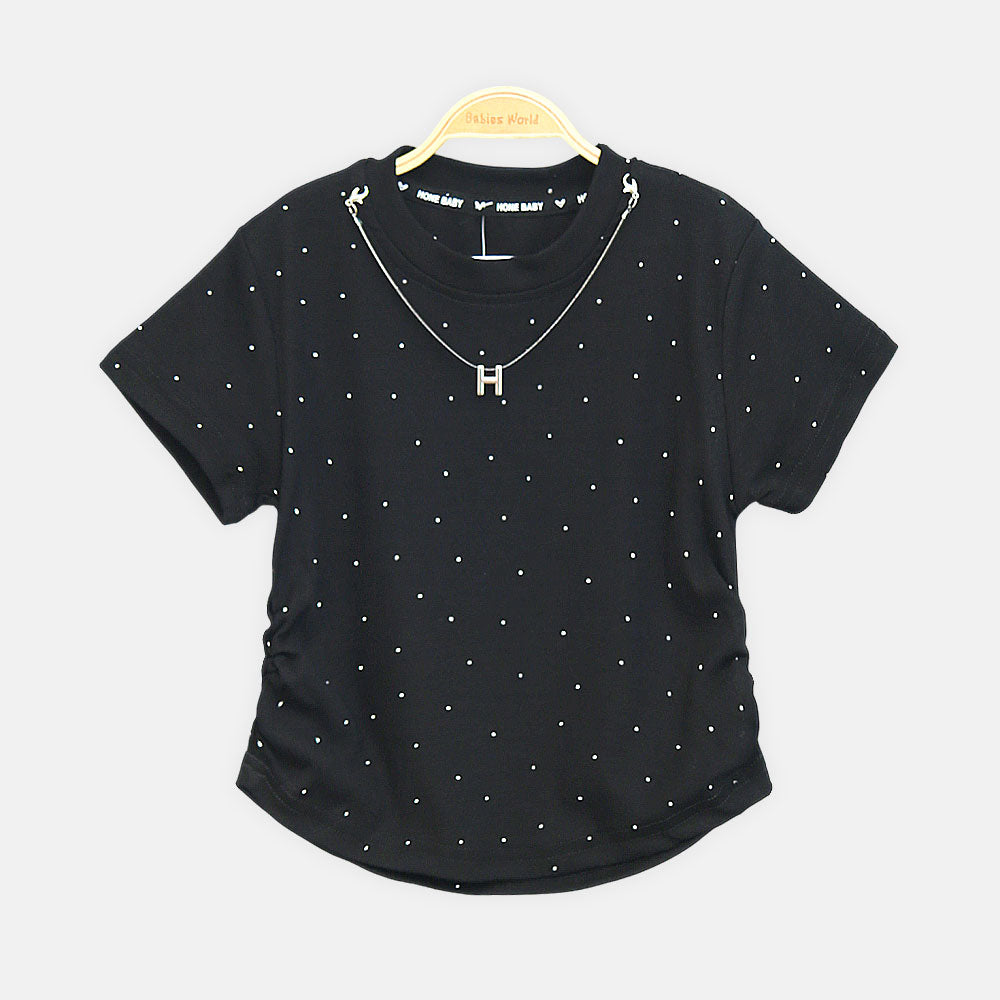 Girls Black Midnight Sparkle Starlet Tee