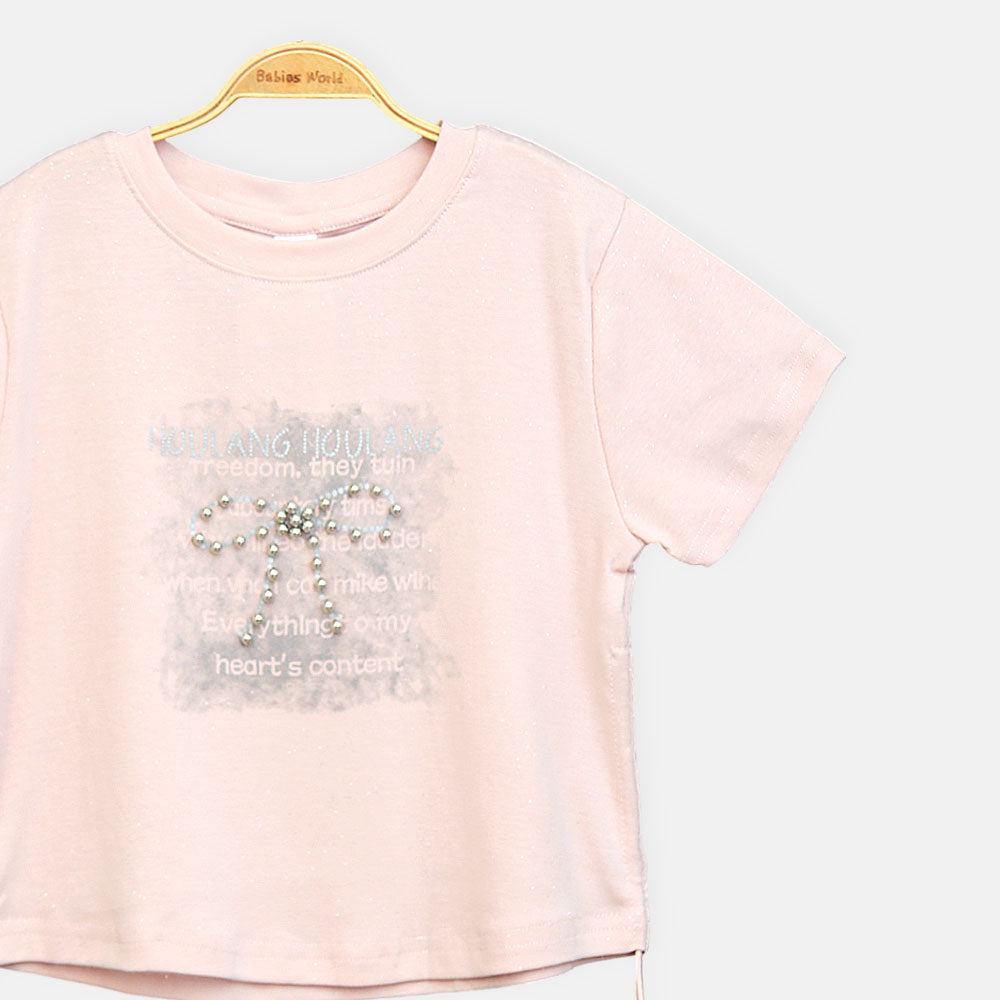 Girls Peach Urban Pearl Graphic Tee