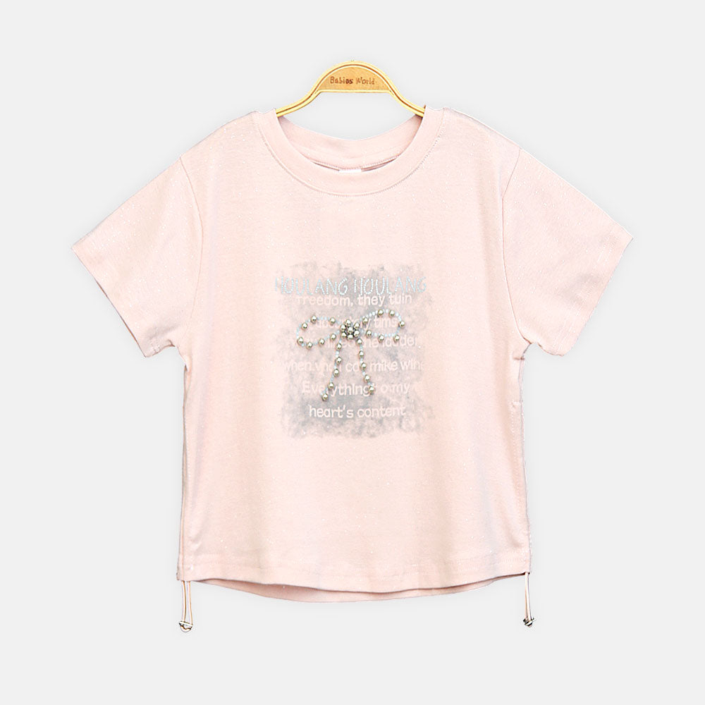 Girls Peach Urban Pearl Graphic Tee