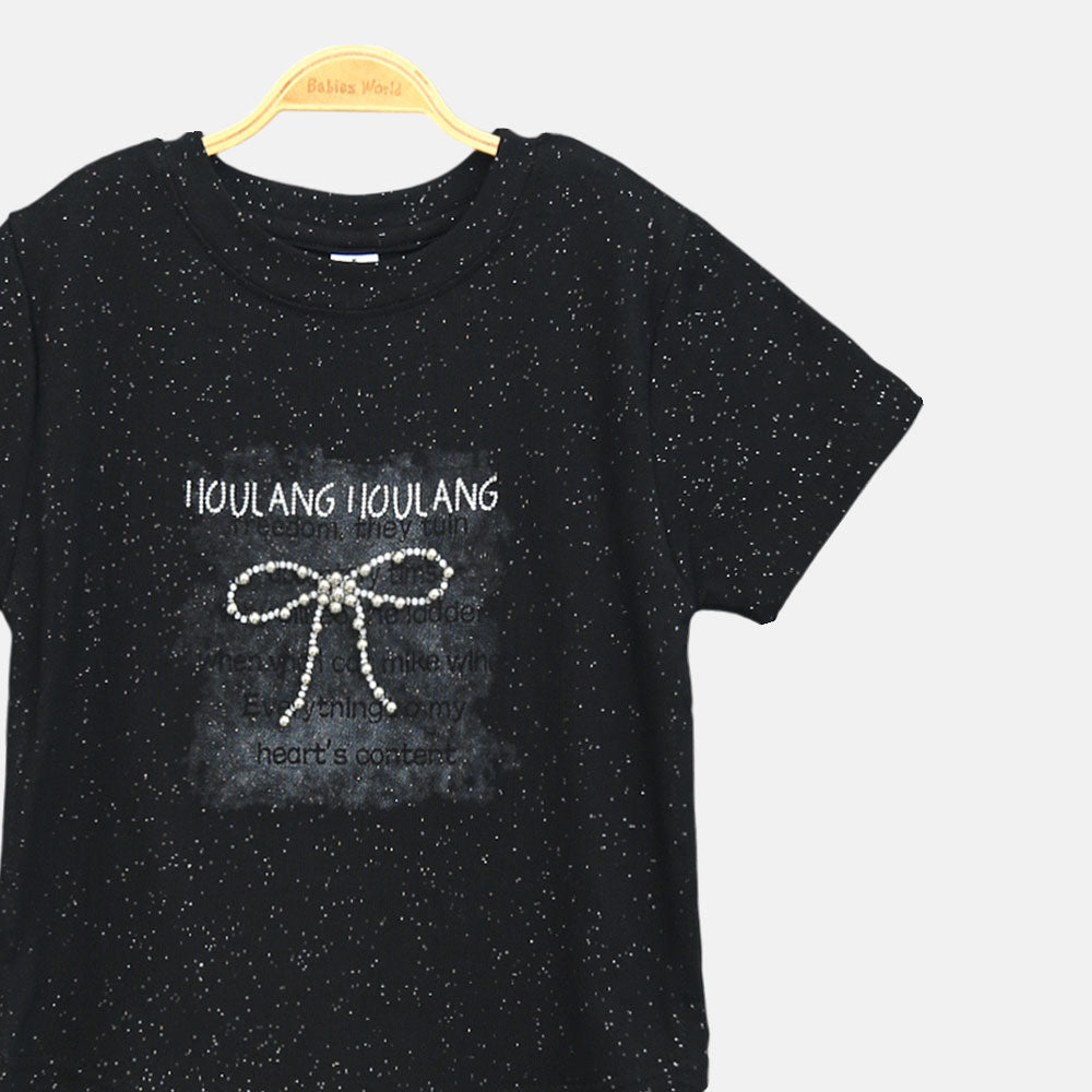 Girls Black Urban Pearl Graphic Tee