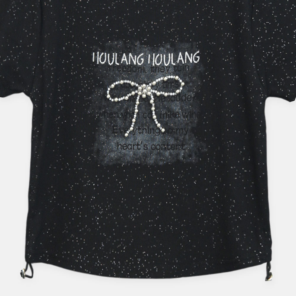 Girls Black Urban Pearl Graphic Tee