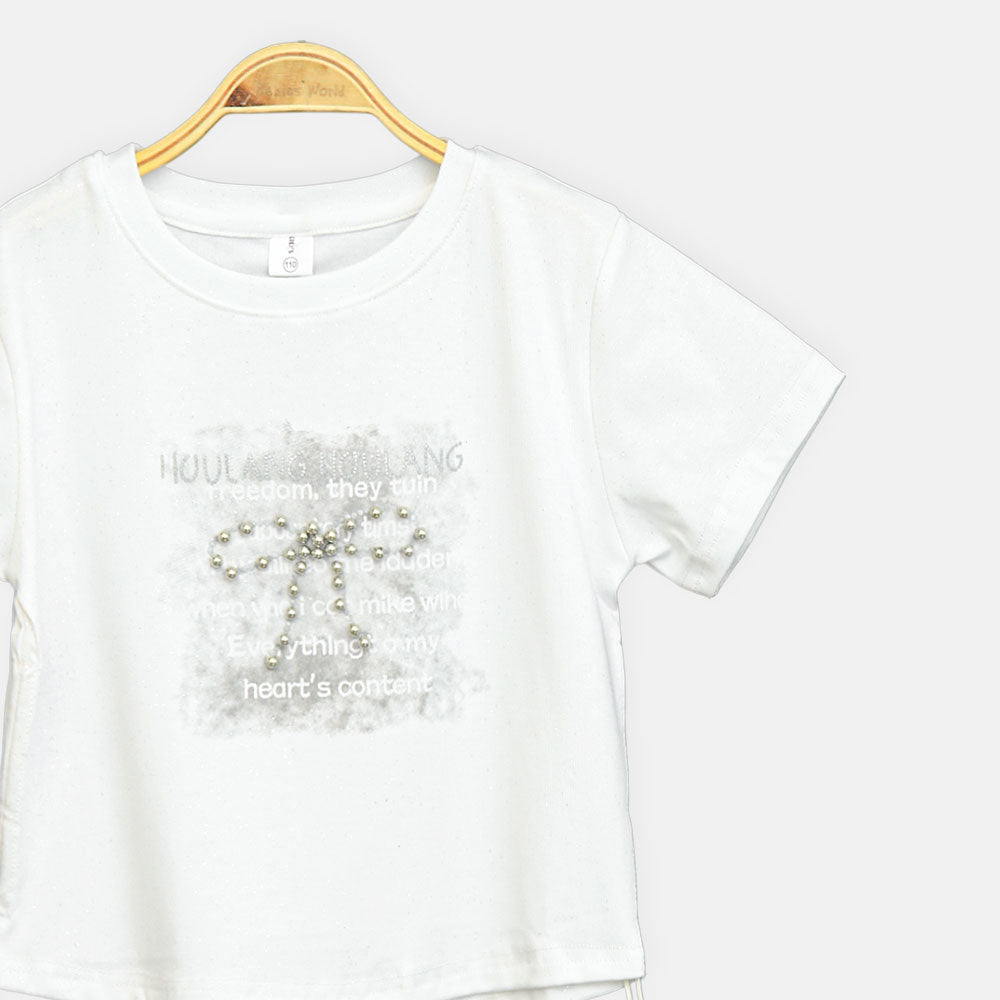 Girls White Urban Pearl Graphic Tee