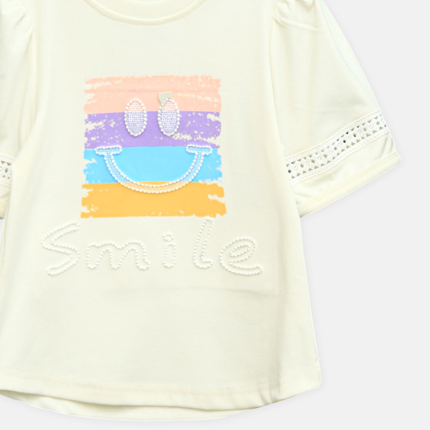 Cream Smile Stripe Tee
