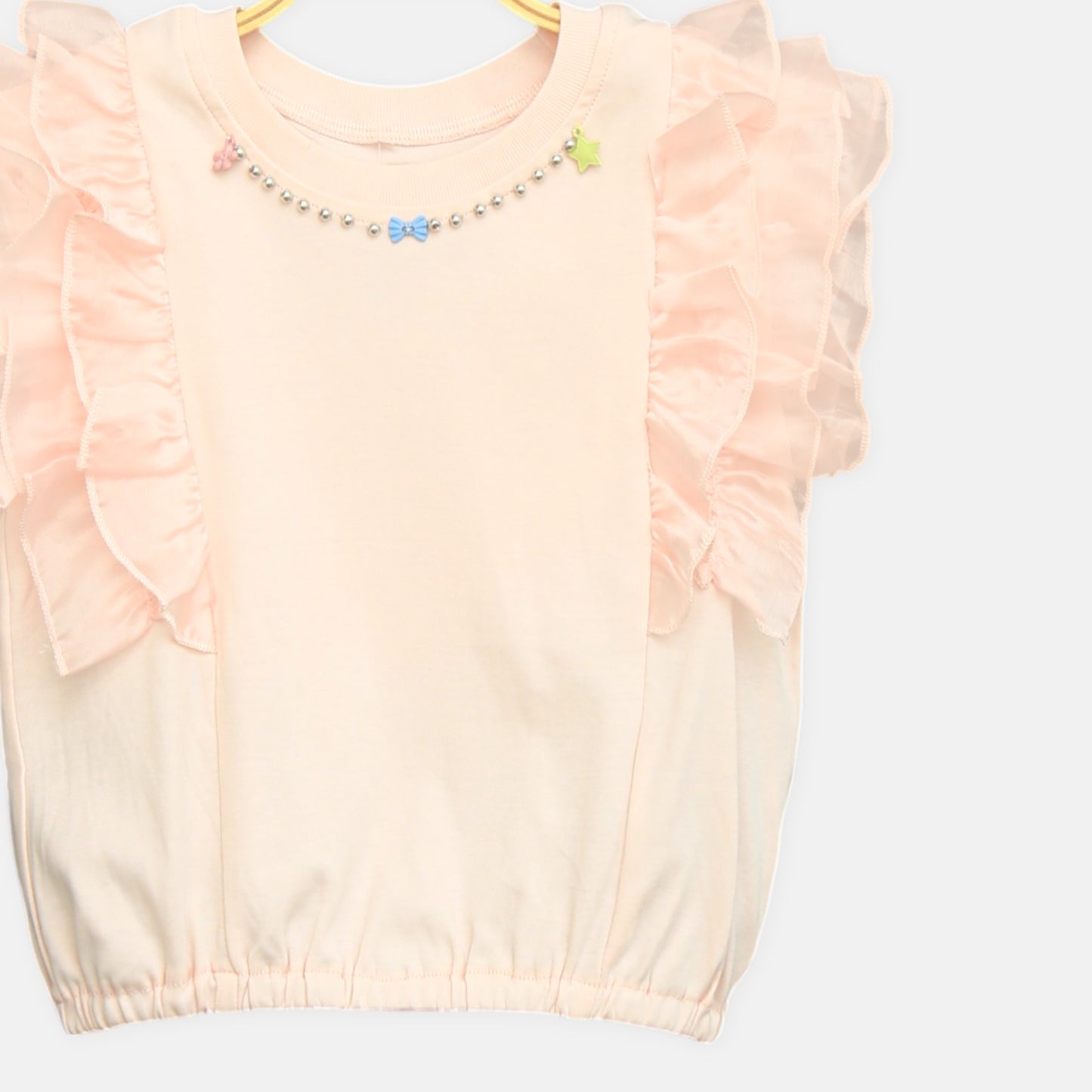 Peach Sheer Ruffle Top