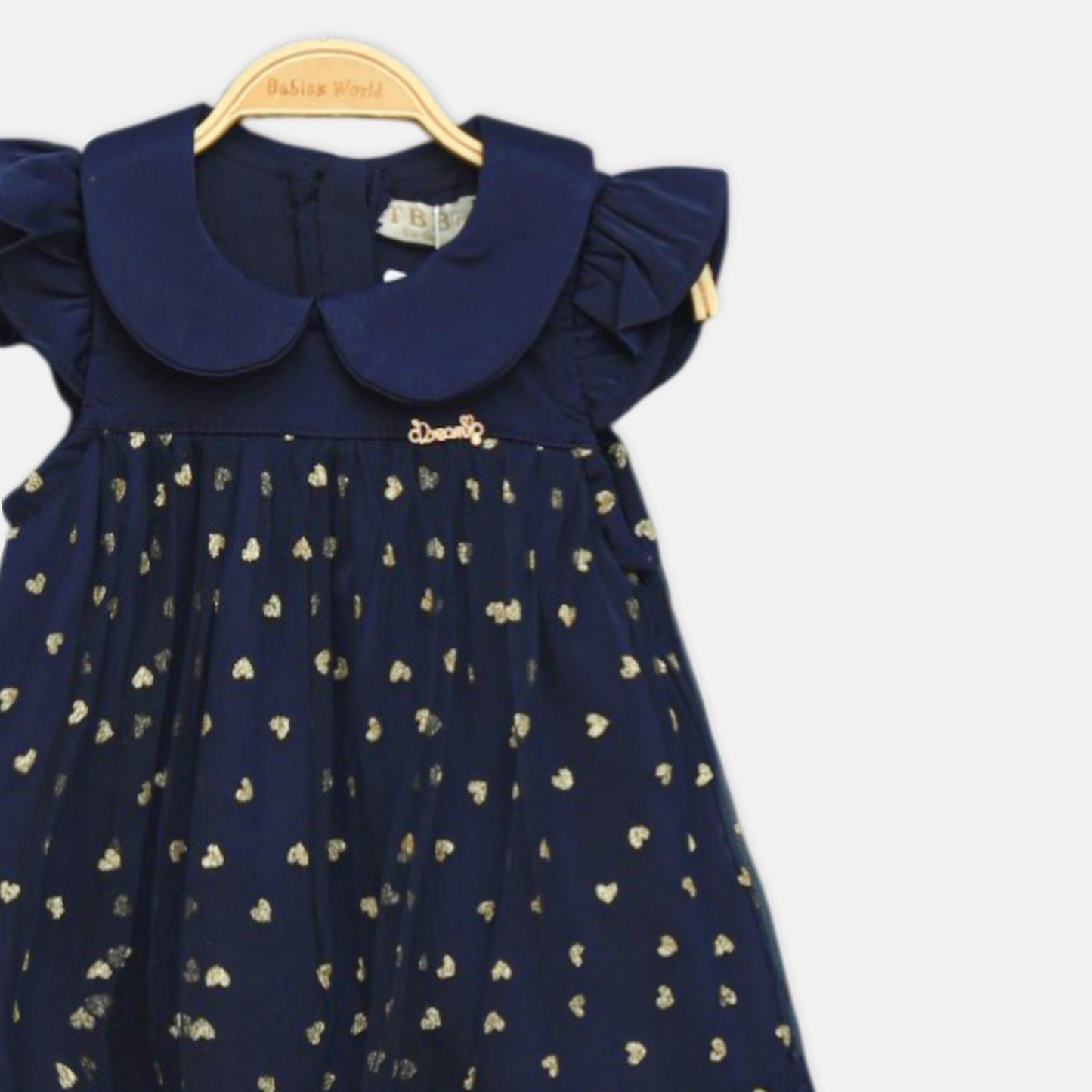 Navy Heart-Print Party Top
