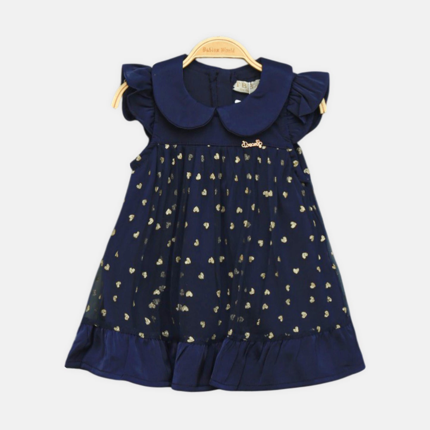 Navy Heart-Print Party Top