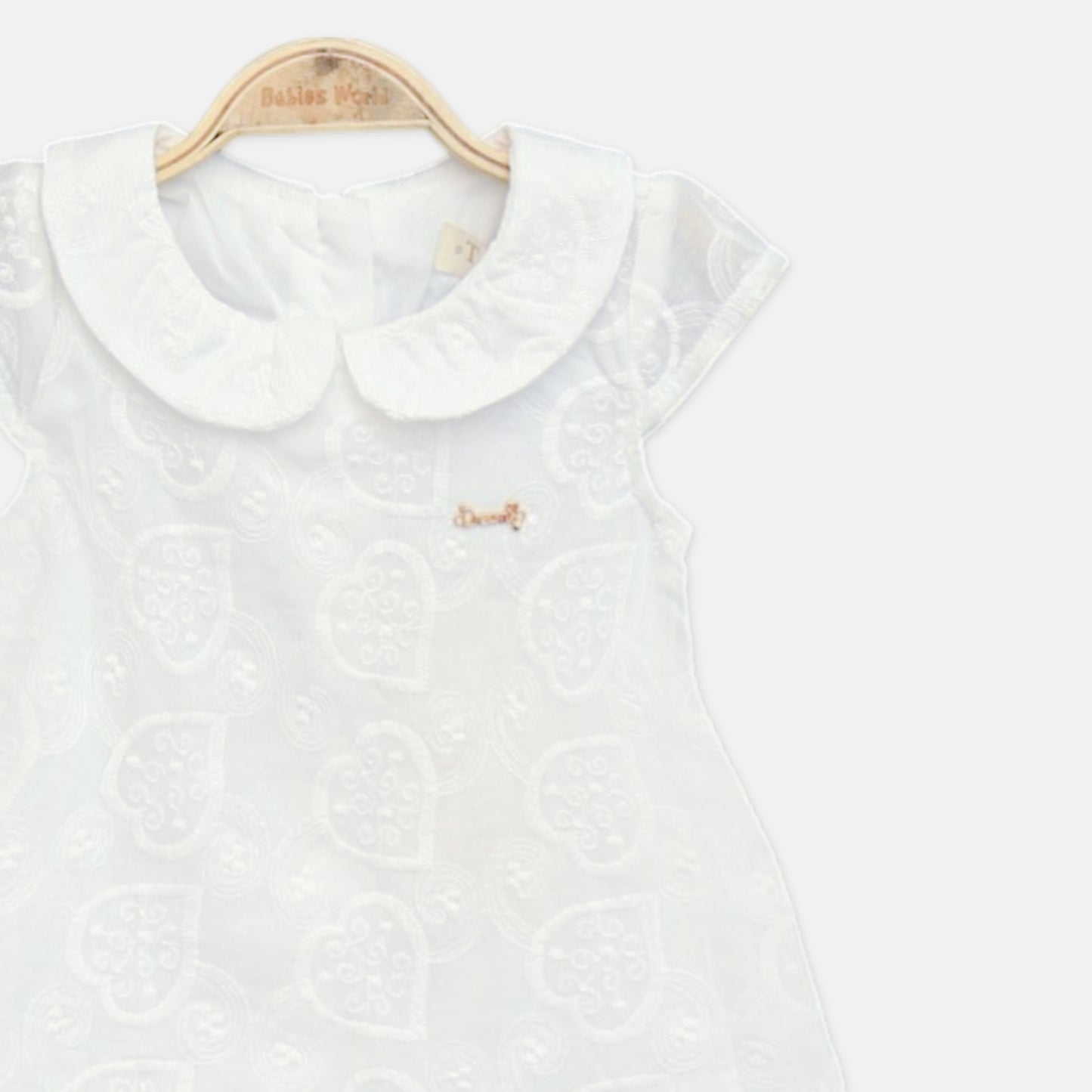 White Heart Embroidered Top