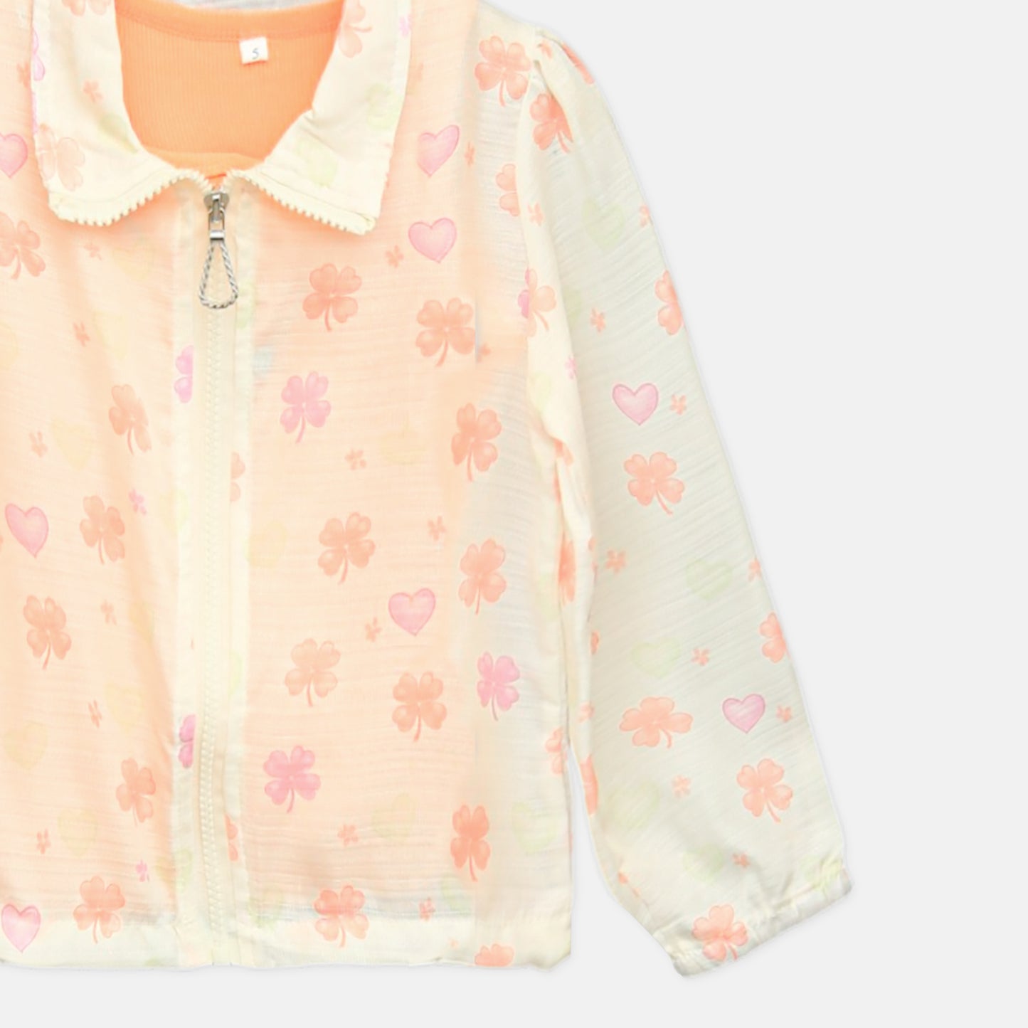 Cream Printed Zipper Top