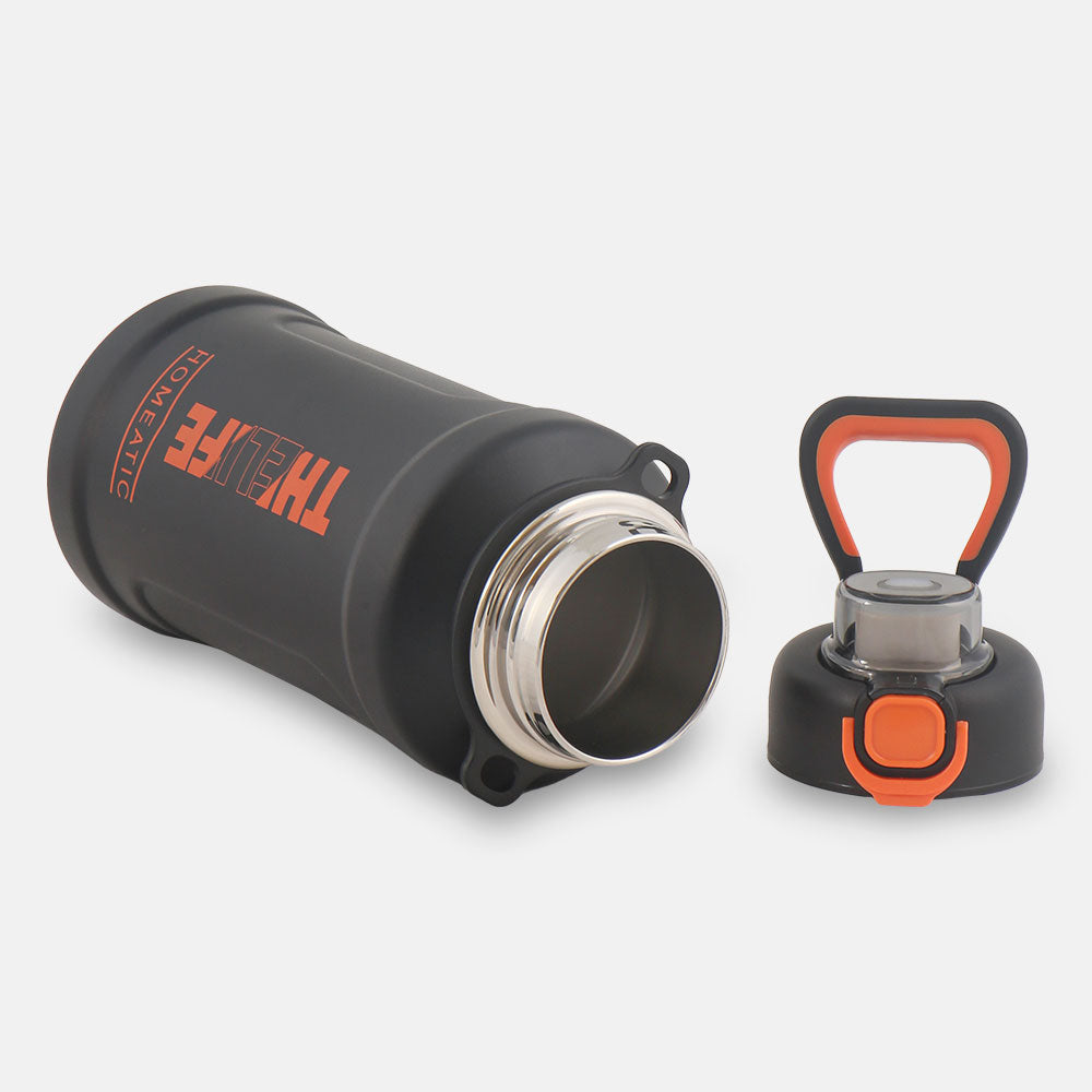 HOMEATIC STEEL WATER BOTTLE 1000 ML BLACK SPORTS
