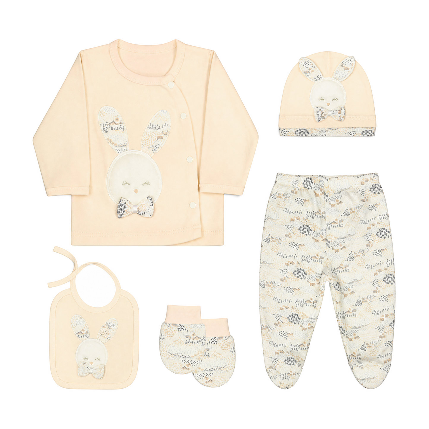 PEACH SCENIC PRINT BUNNY BABY GIRL GIFT SET