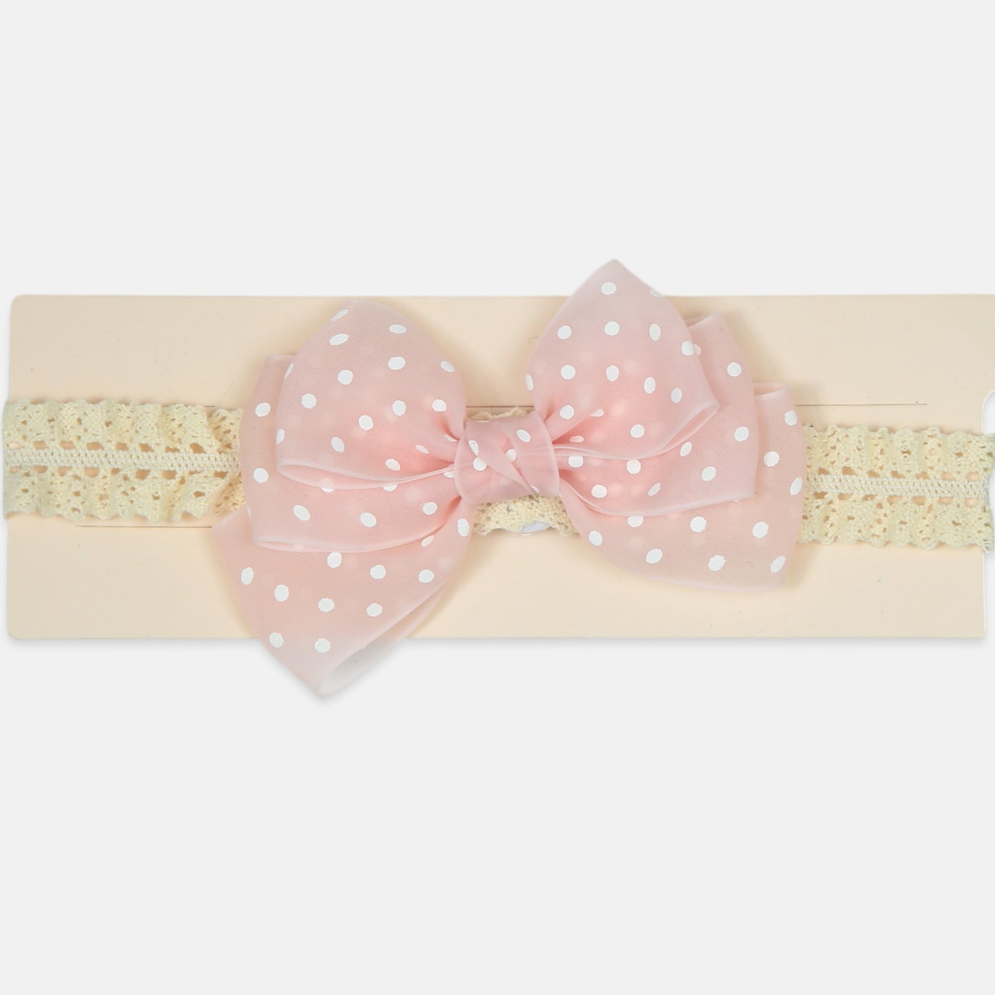 Pink Polka Dot Bow Headband
