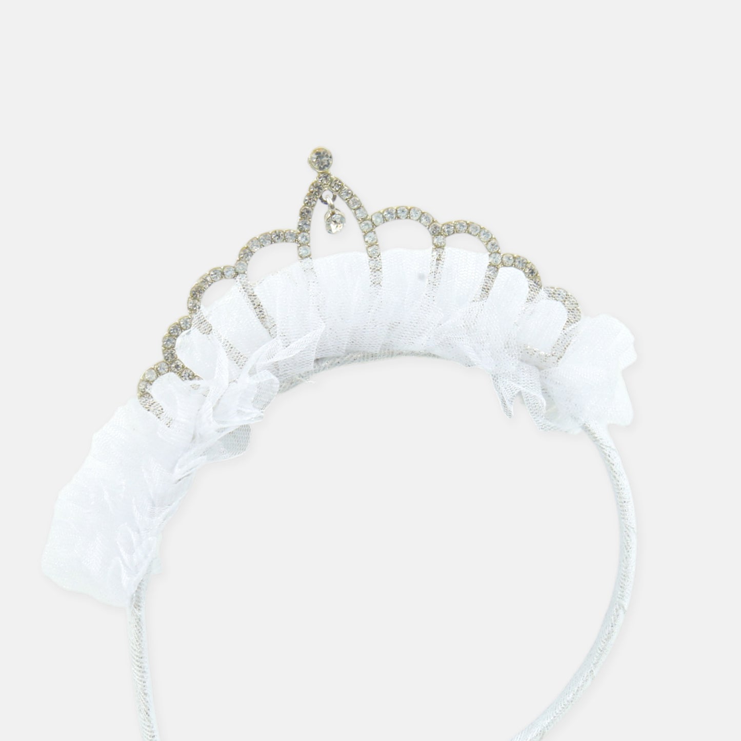 White Ruffle Tiara Headband