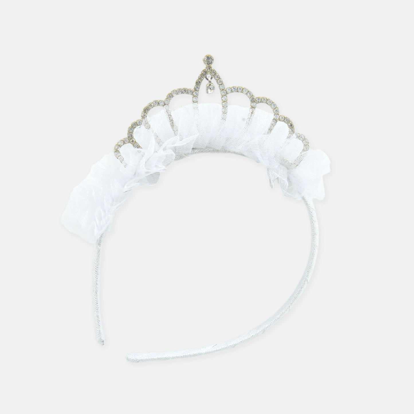 White Ruffle Tiara Headband