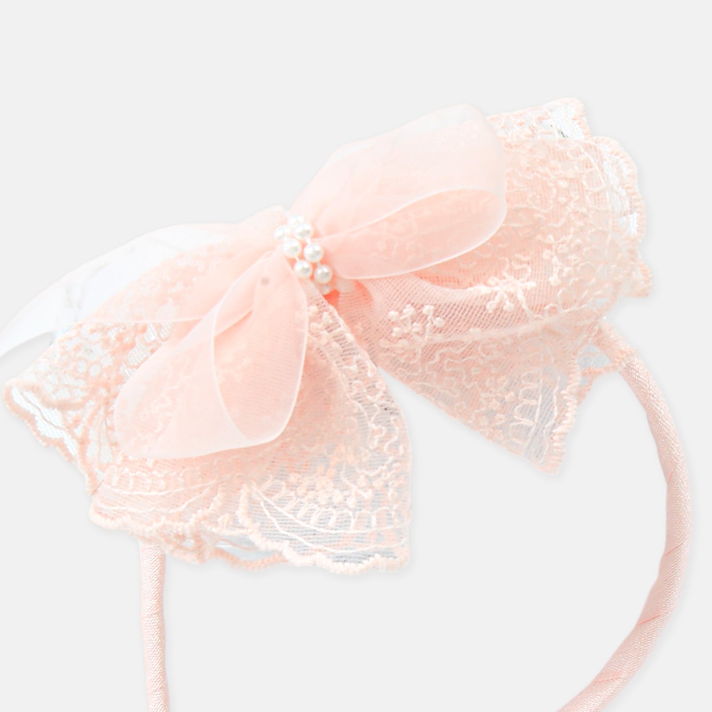 Pink Lace Bow Headband