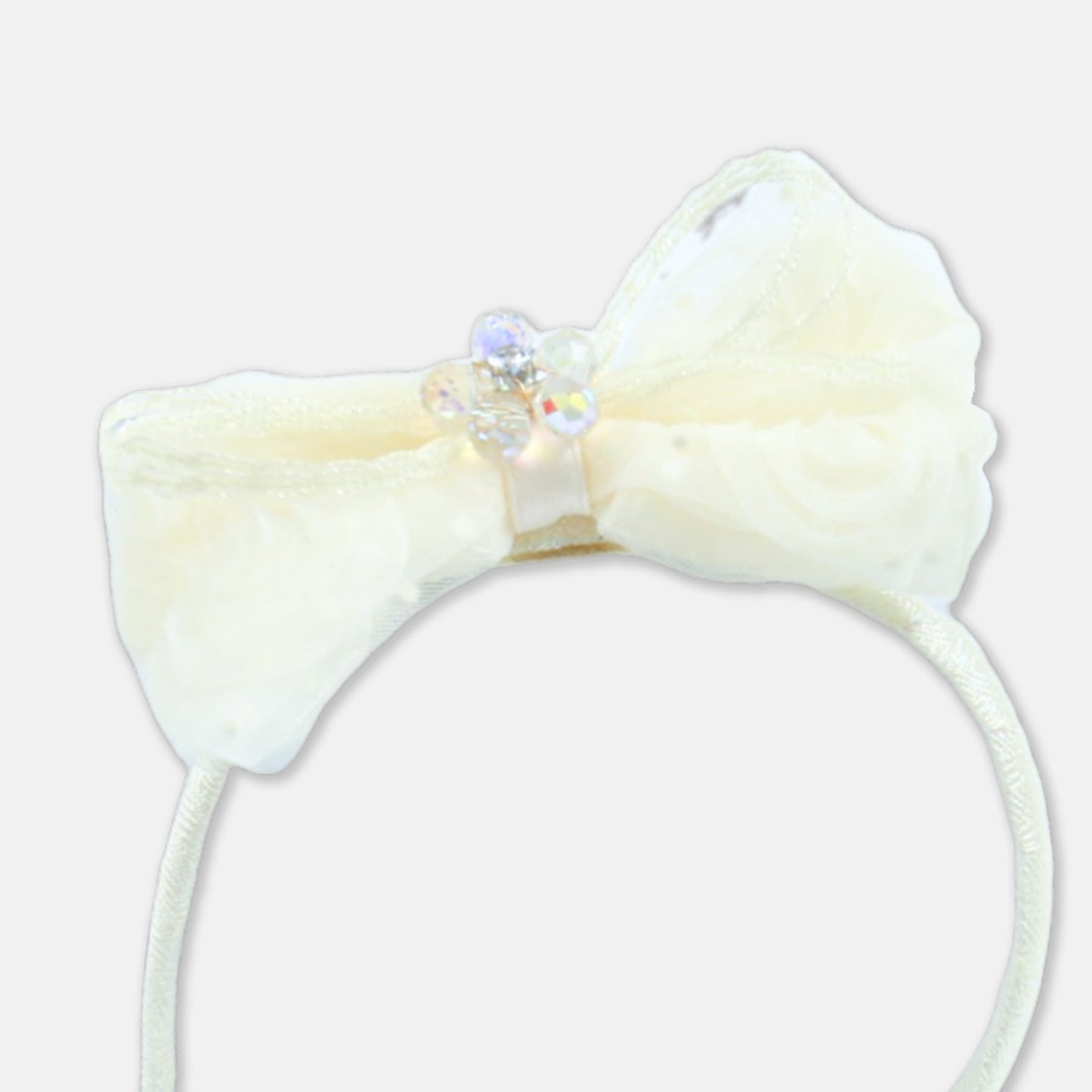 Cream Lace Bow Headband