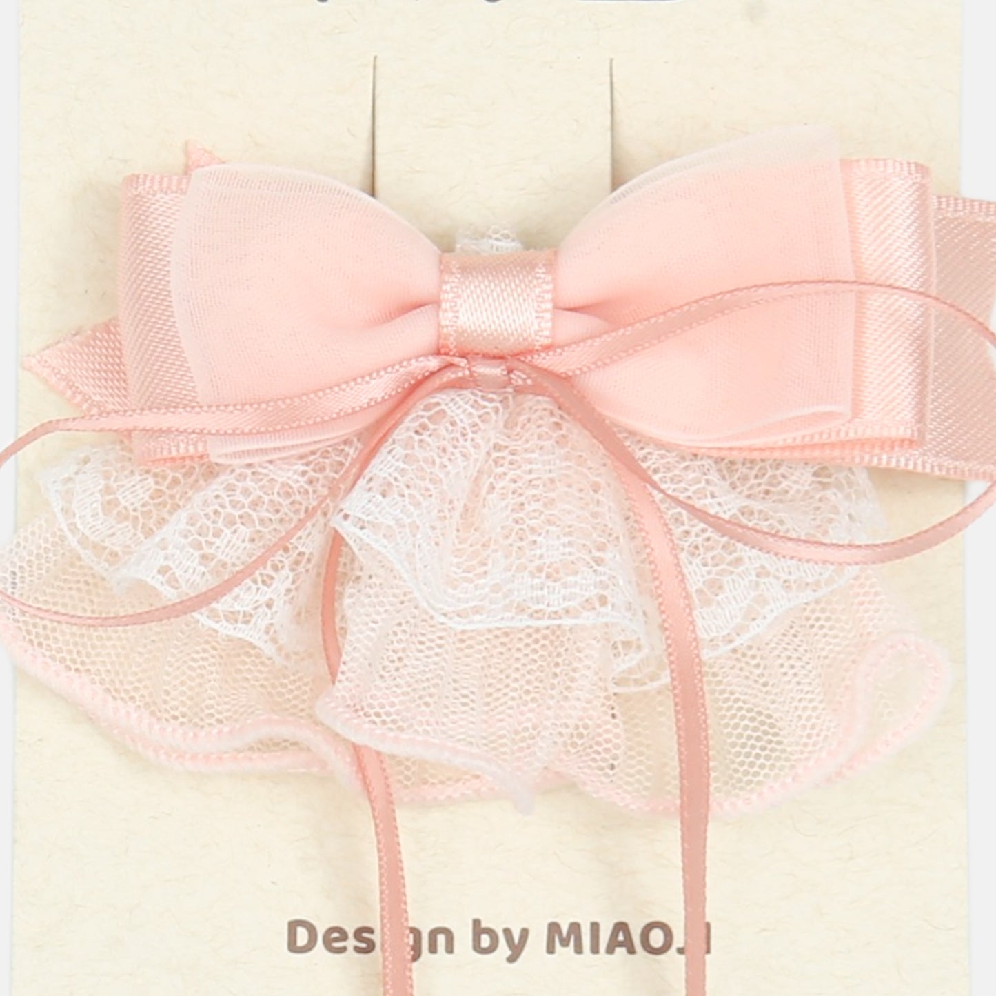 Pink Satin & Lace Bow Clip