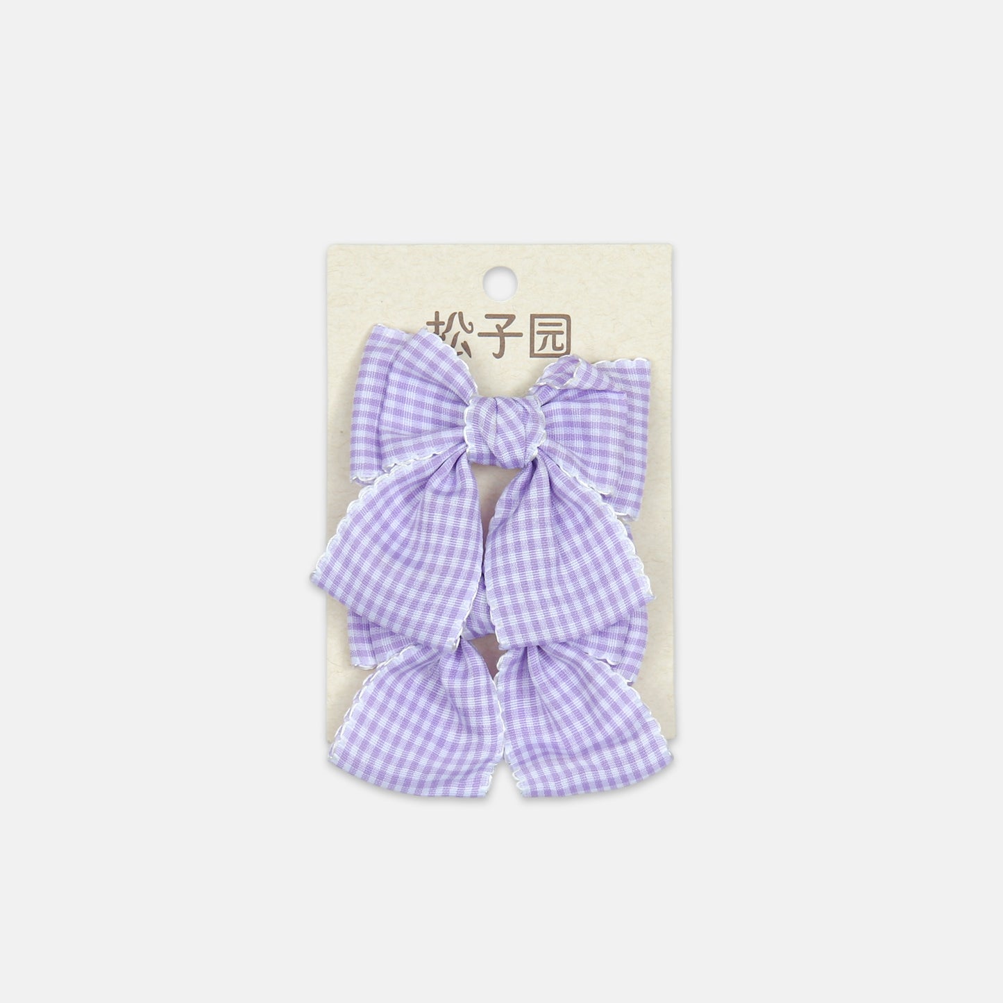 Purple Check Bow Clips