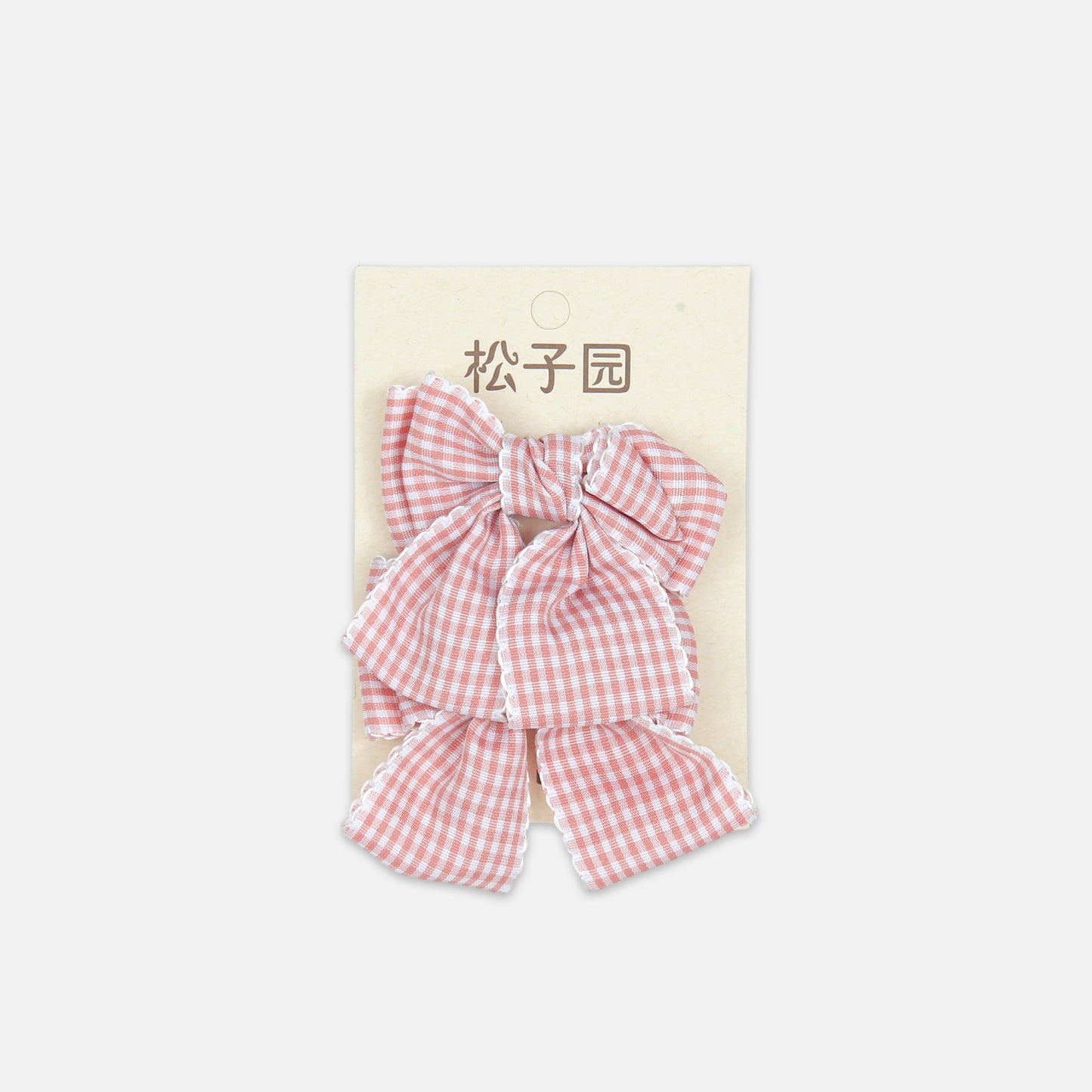 Pink Check Bow Clips