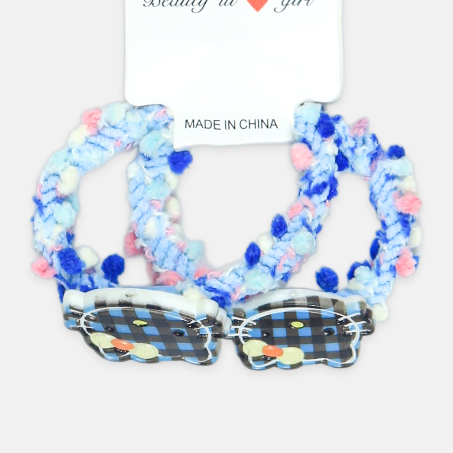 Blue Pom-Pom Hair Tie Set