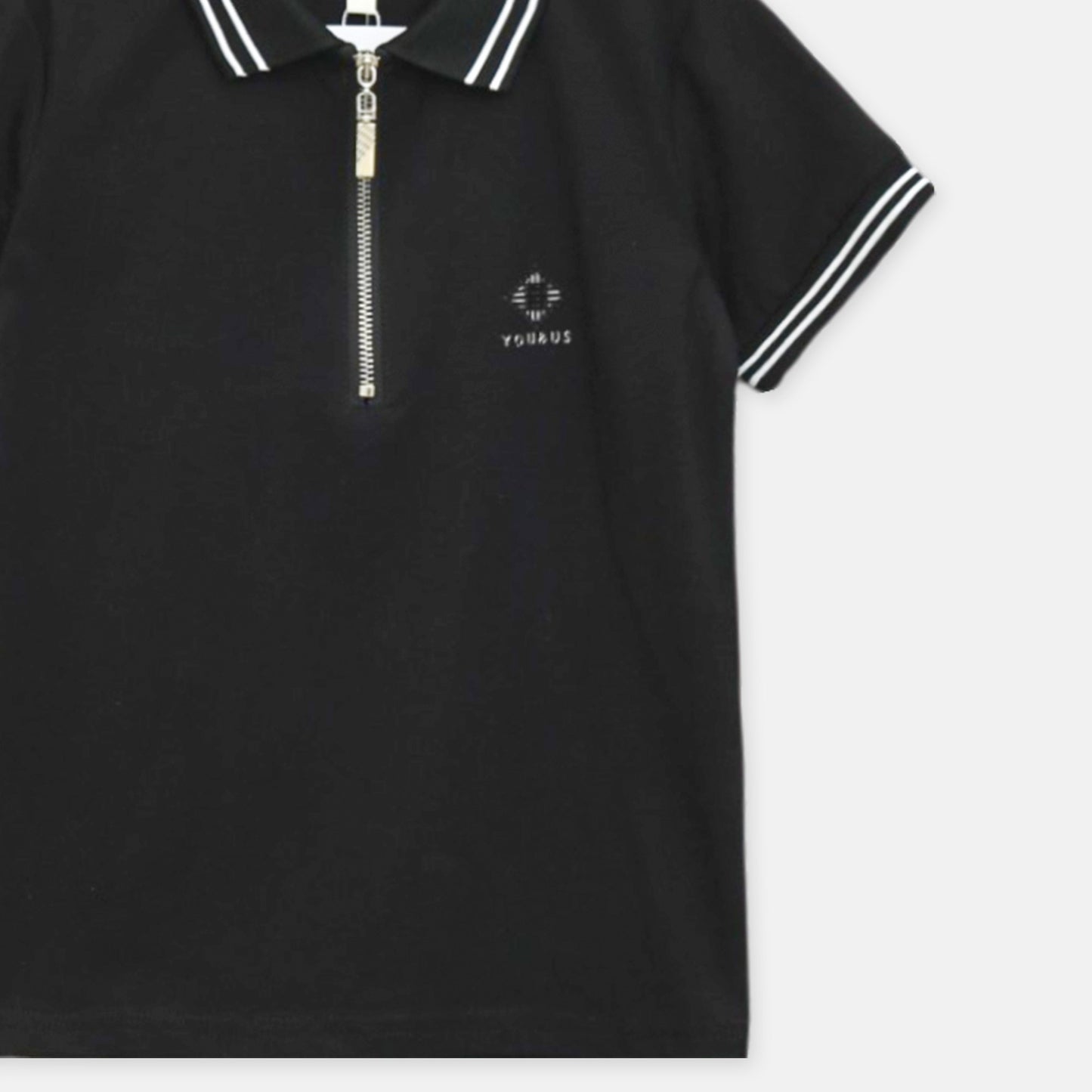 Black Zip-Neck Polo Shirt