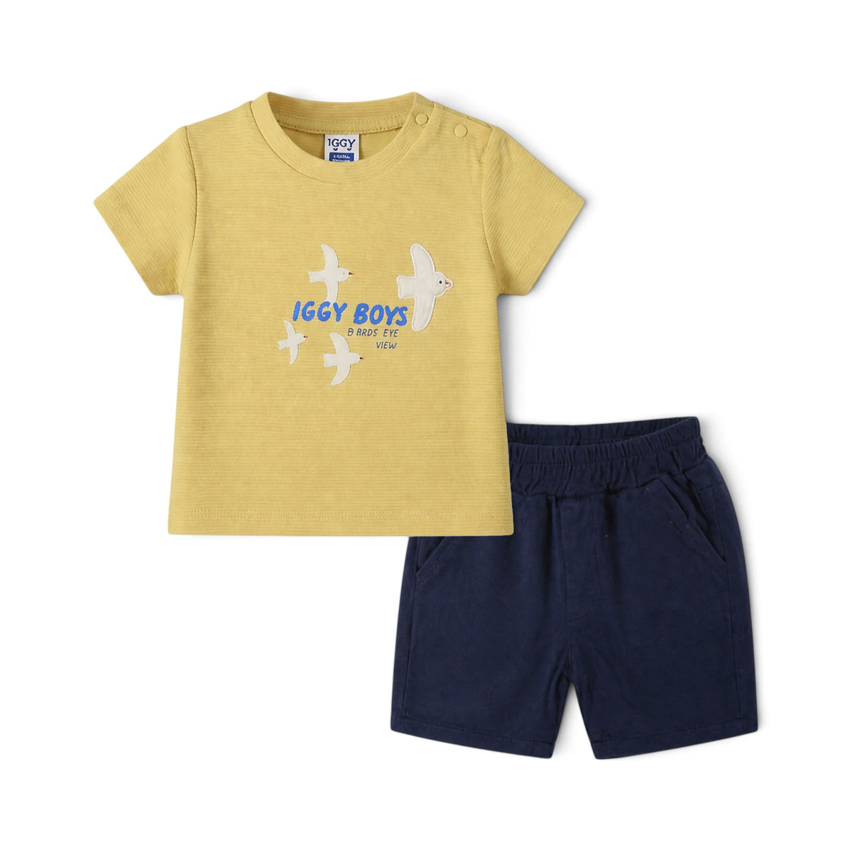 YELLOW "IGGY BOYS" BIRD'S EYE VIEW BABY SUIT