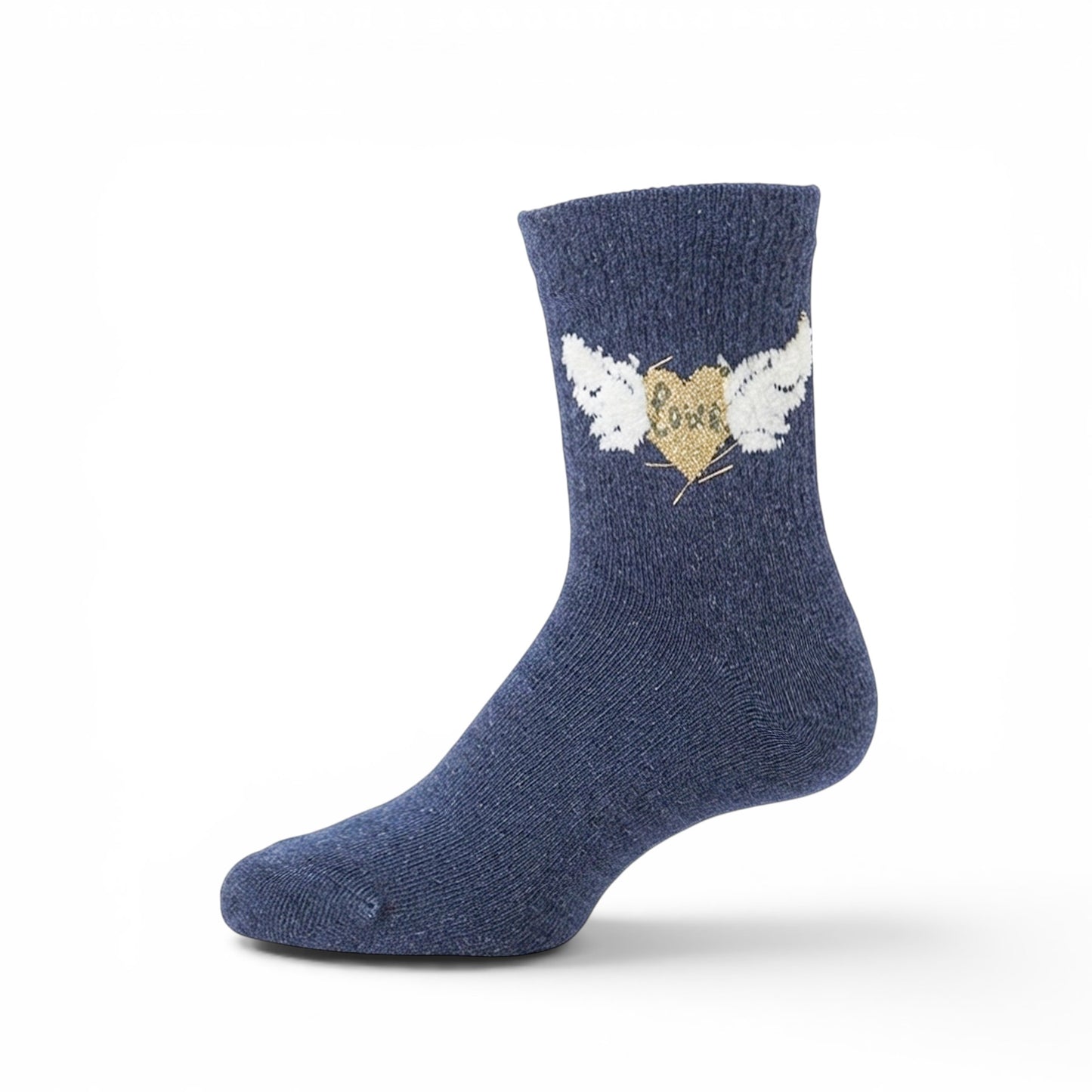 DARK NAVY WINGED HEART GIRL SOCKS