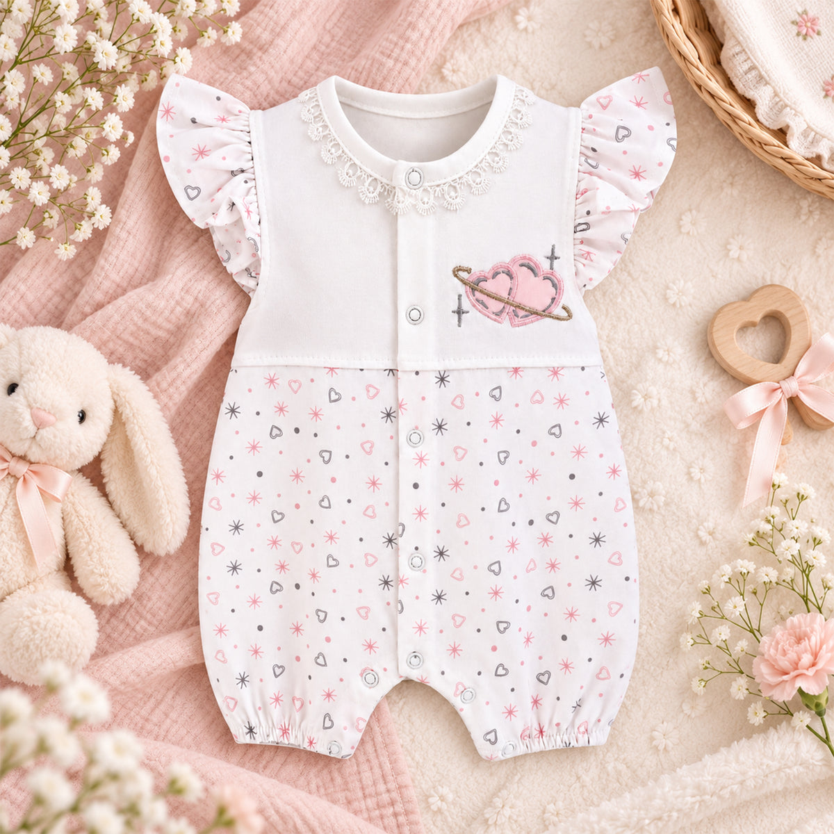 BABY GIRL HEART & SPARKLE ROMPER