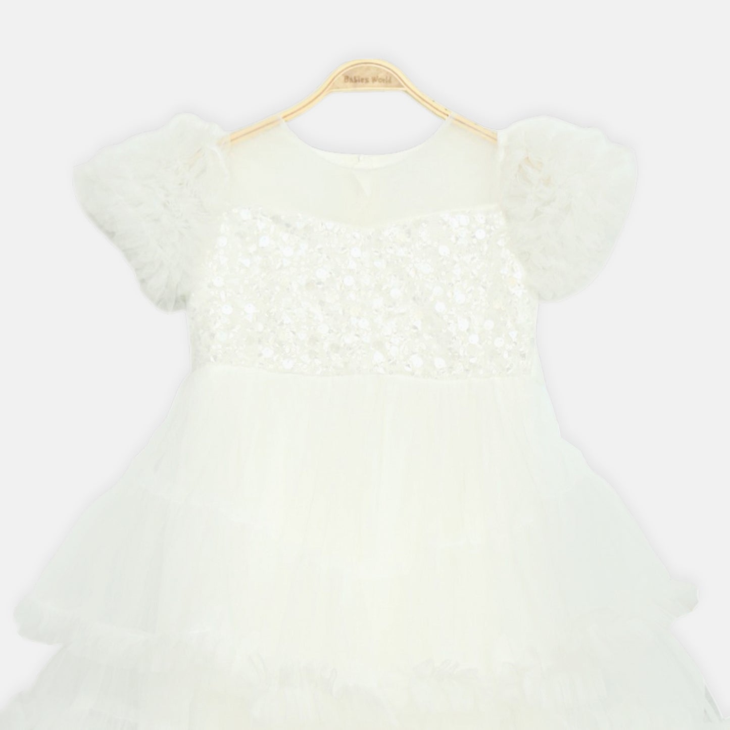 White Sparkling Frock With Veil