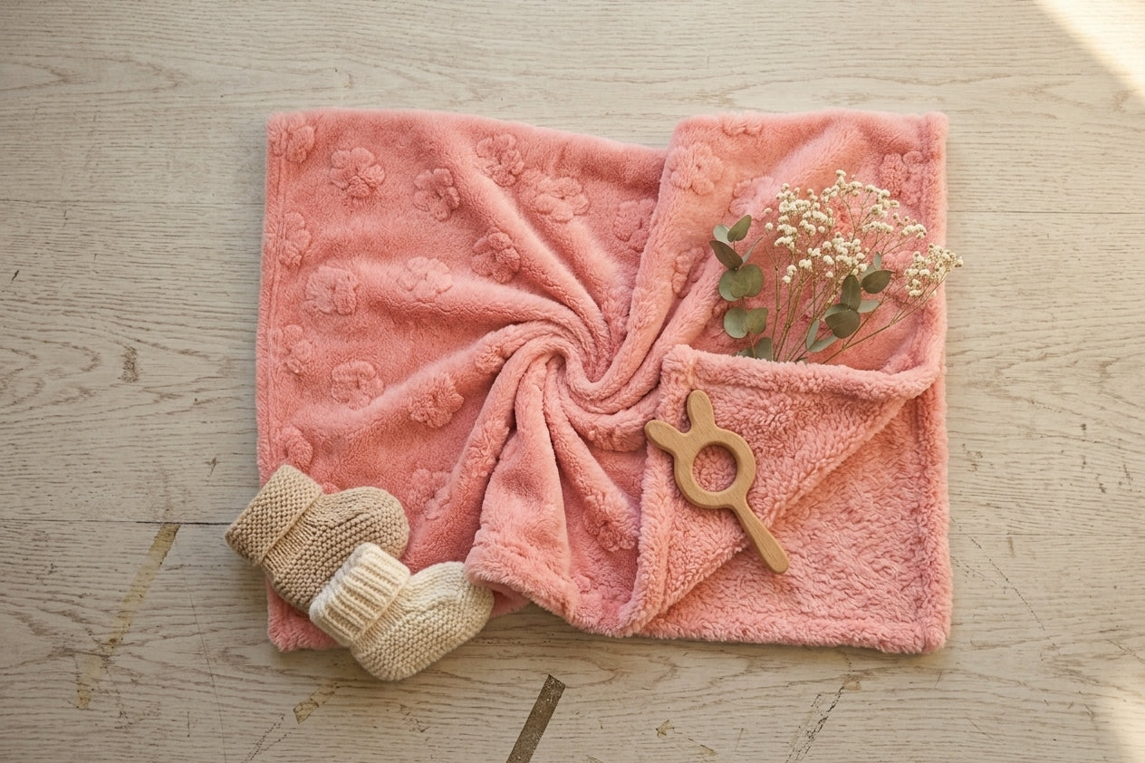 RUSTY PINK EMBOSSED HEART BLANKET