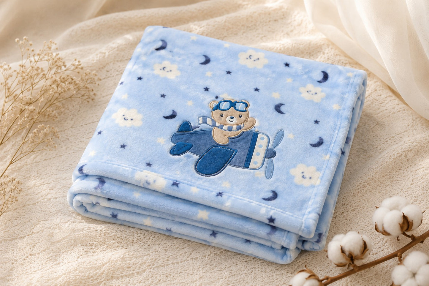 BLUE CLOUD & MOON BLANKET
