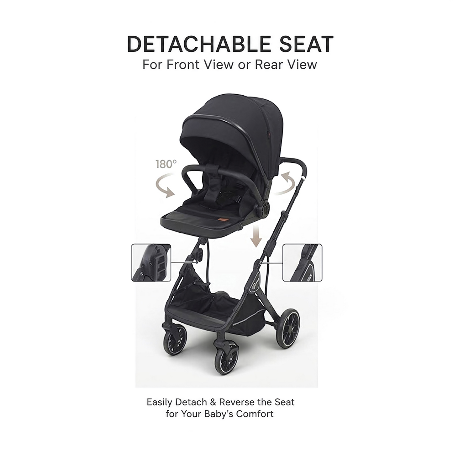 TINNIES REVERSIBLE STROLLER BLACK