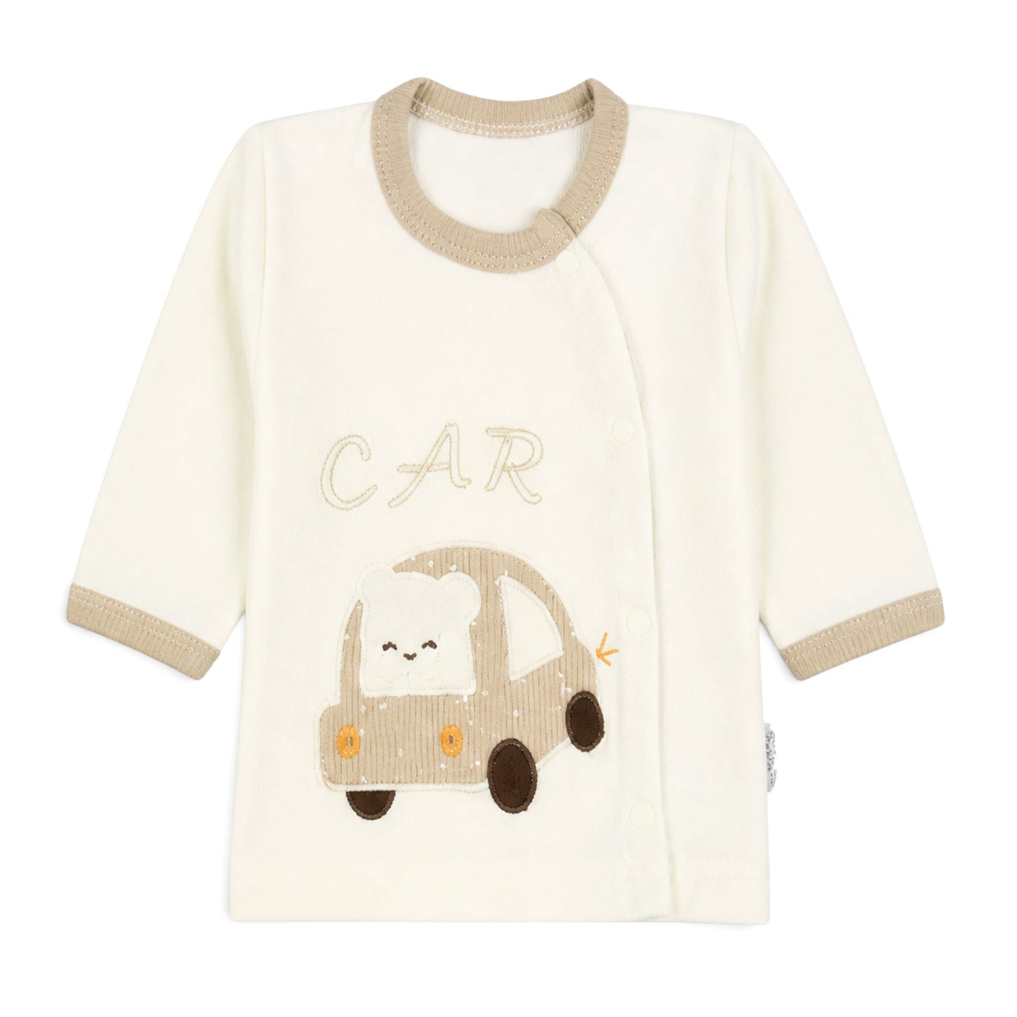 CREAM AND BEIGE "CAR" BEAR BABY BOY GIFT SET