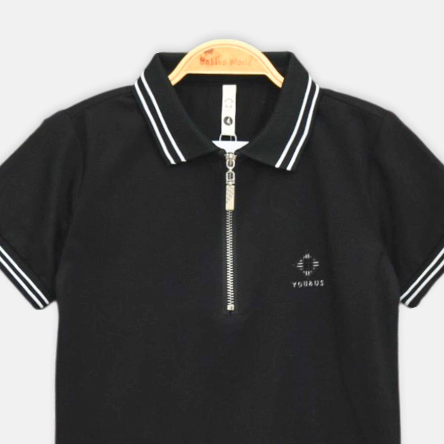 Black Zip-Neck Polo Shirt