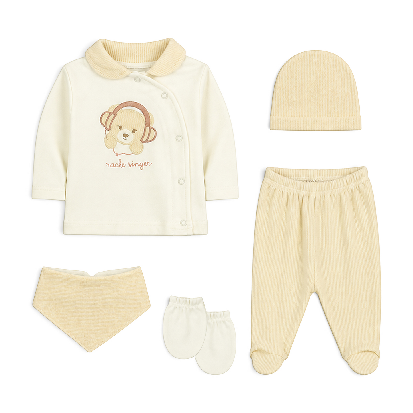 BEIGE "ROCK SINGER" BEAR BABY GIRL GIFT SET