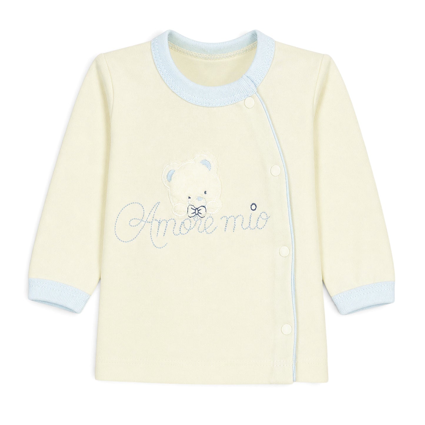 CREAM AND BLUE "AMORE MIO" BEAR BABY BOY GIFT SET