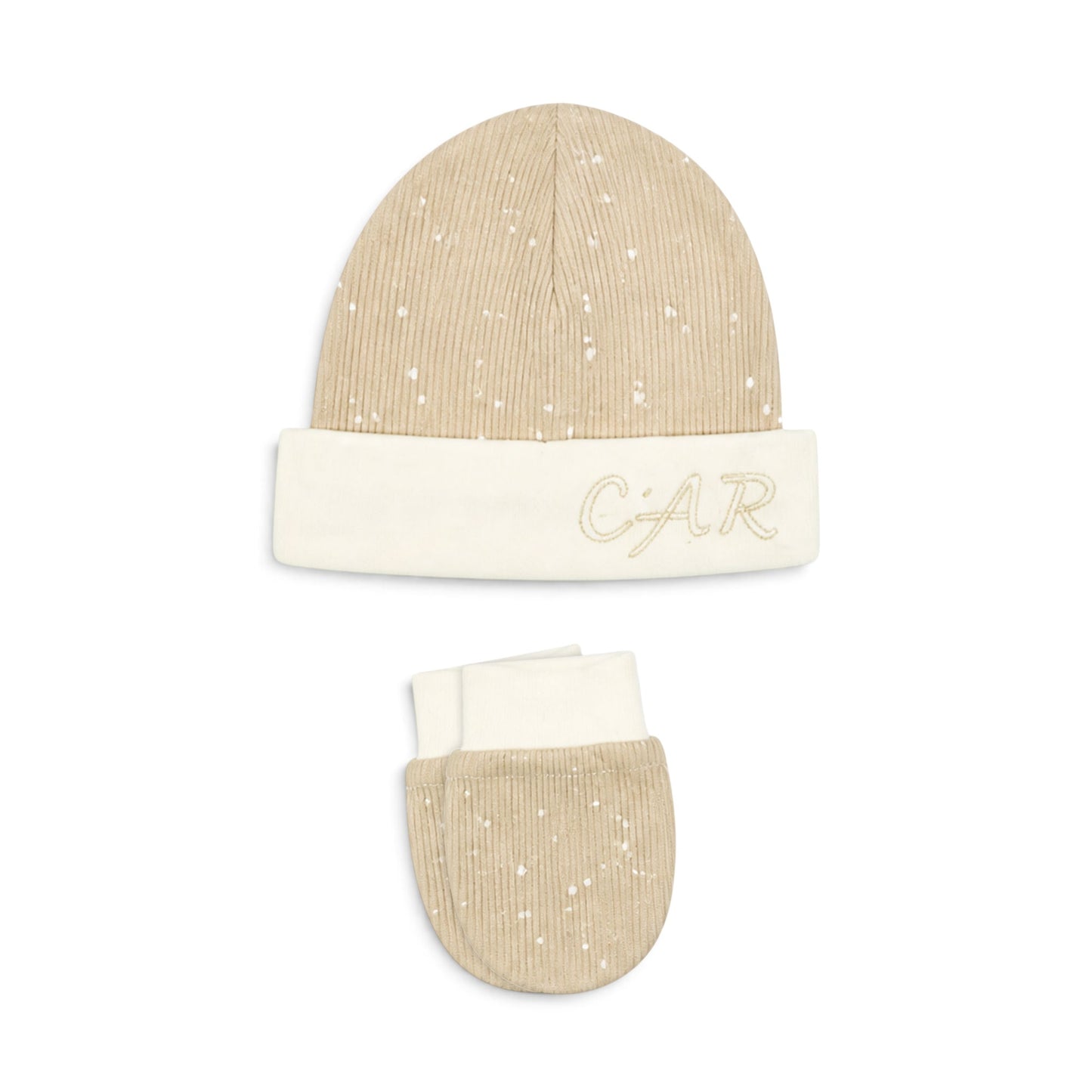 CREAM AND BEIGE "CAR" BEAR BABY BOY GIFT SET