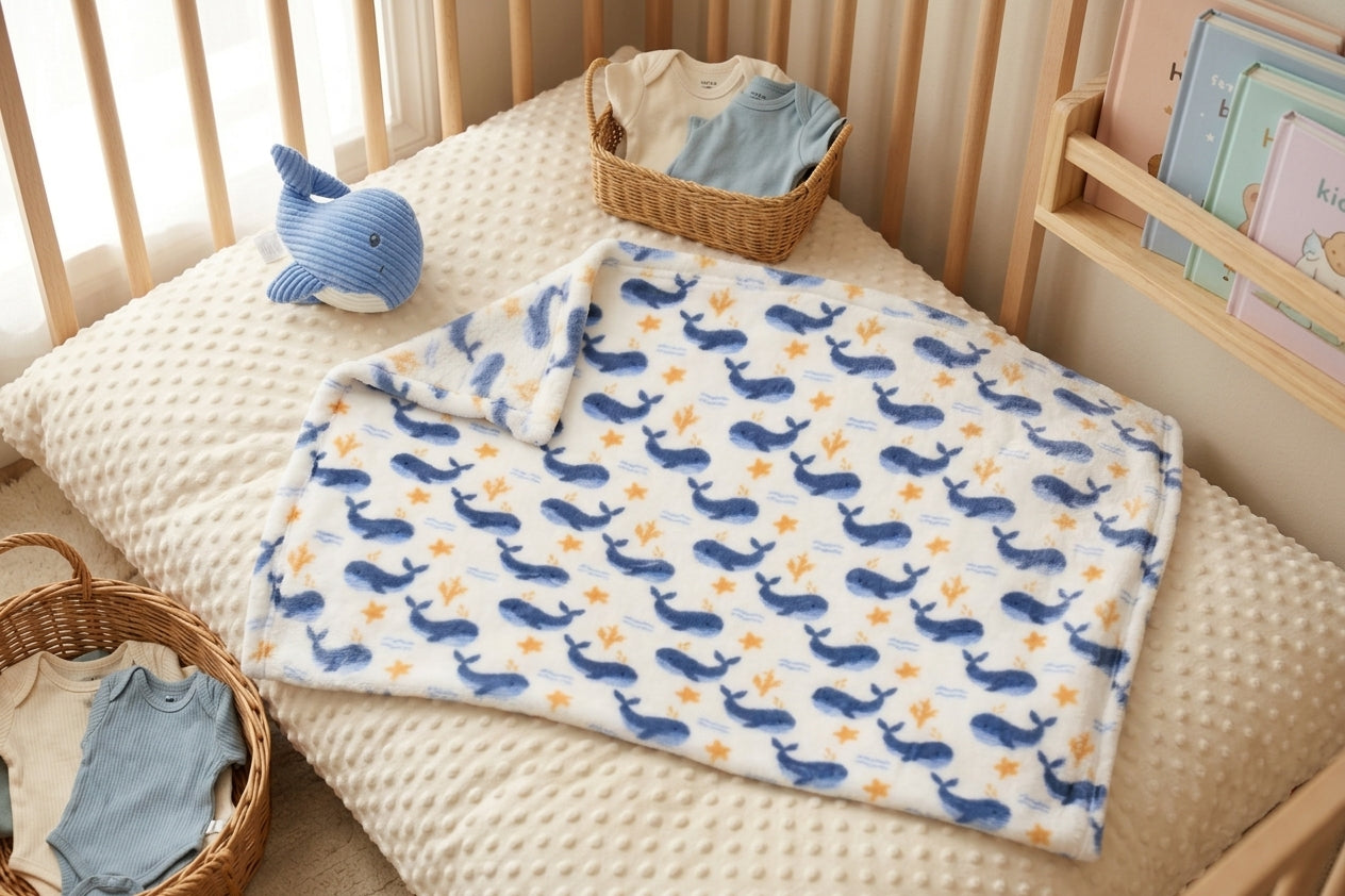 BLUE WHALE REVERSIBLE WITH PLUSH TOY BLANKET