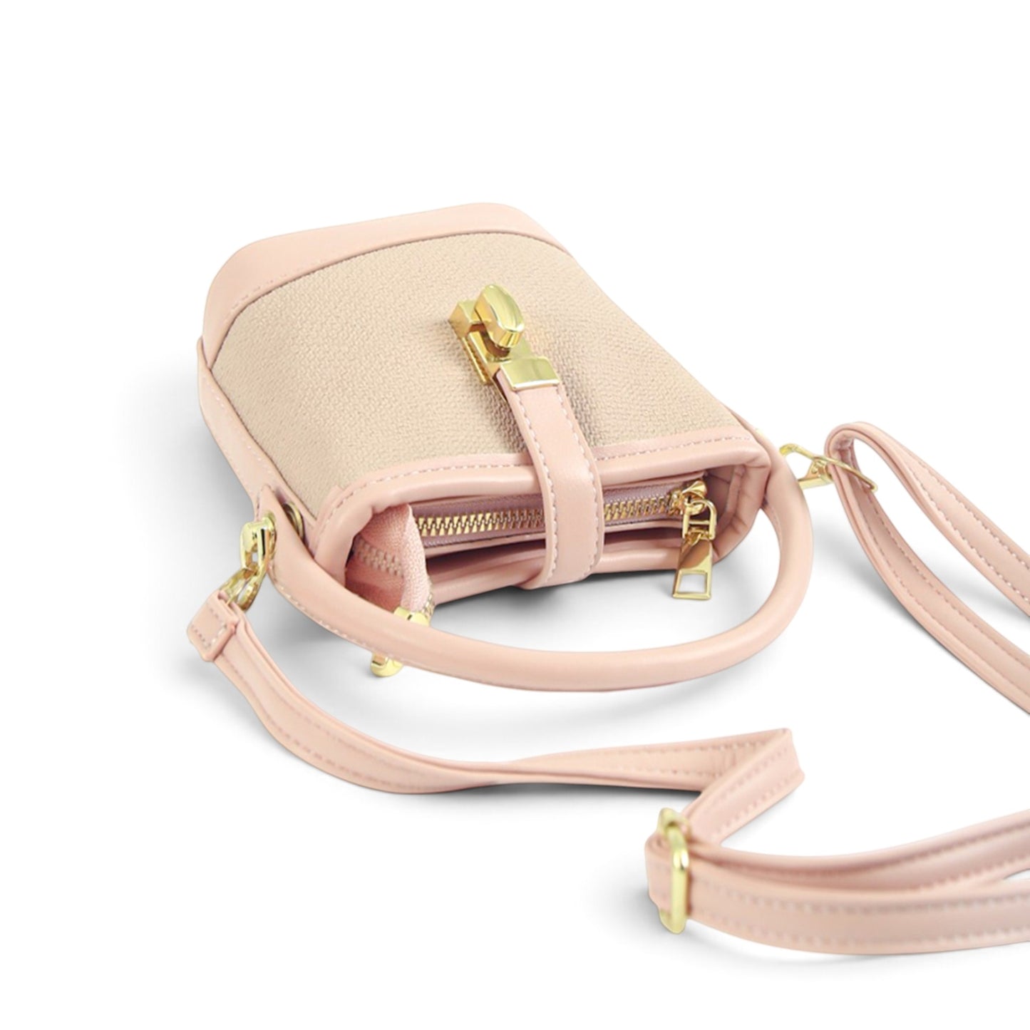 Chic Pink And Neutral Bucket Bag