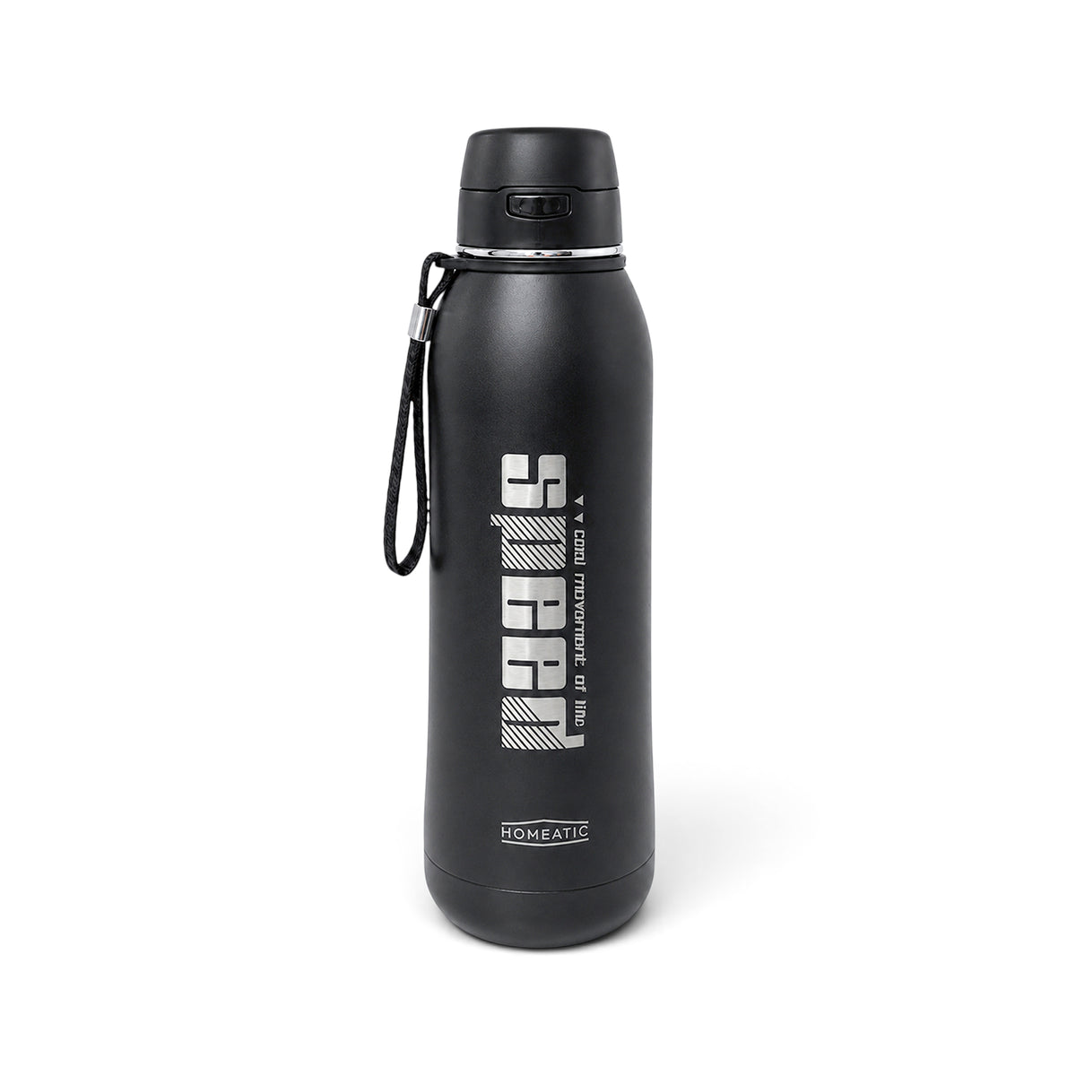 HOMEATIC VACUUM FLASK BLACK STEEL WATER BOTTLE 800 ML