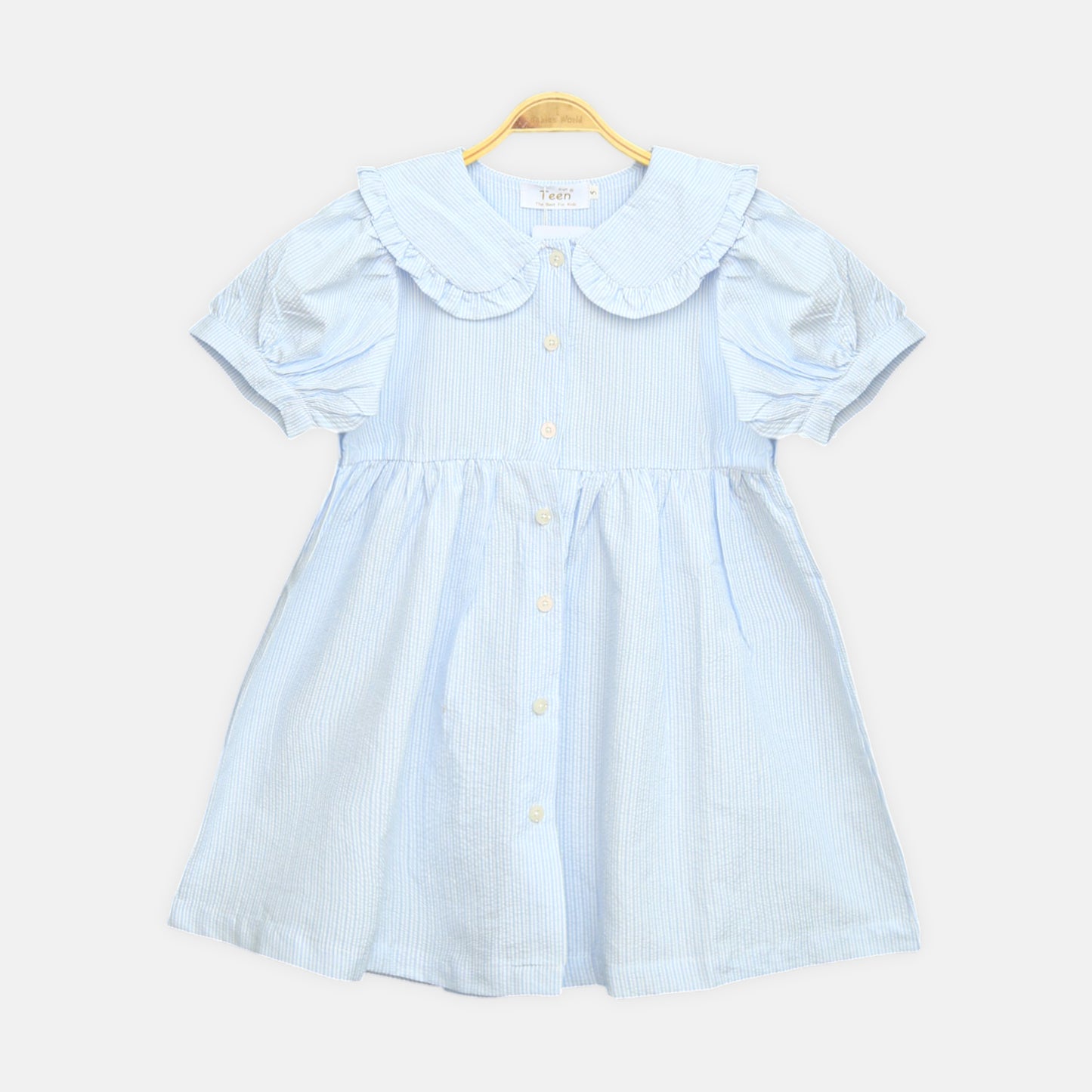 Sky Blue Seersucker Frock